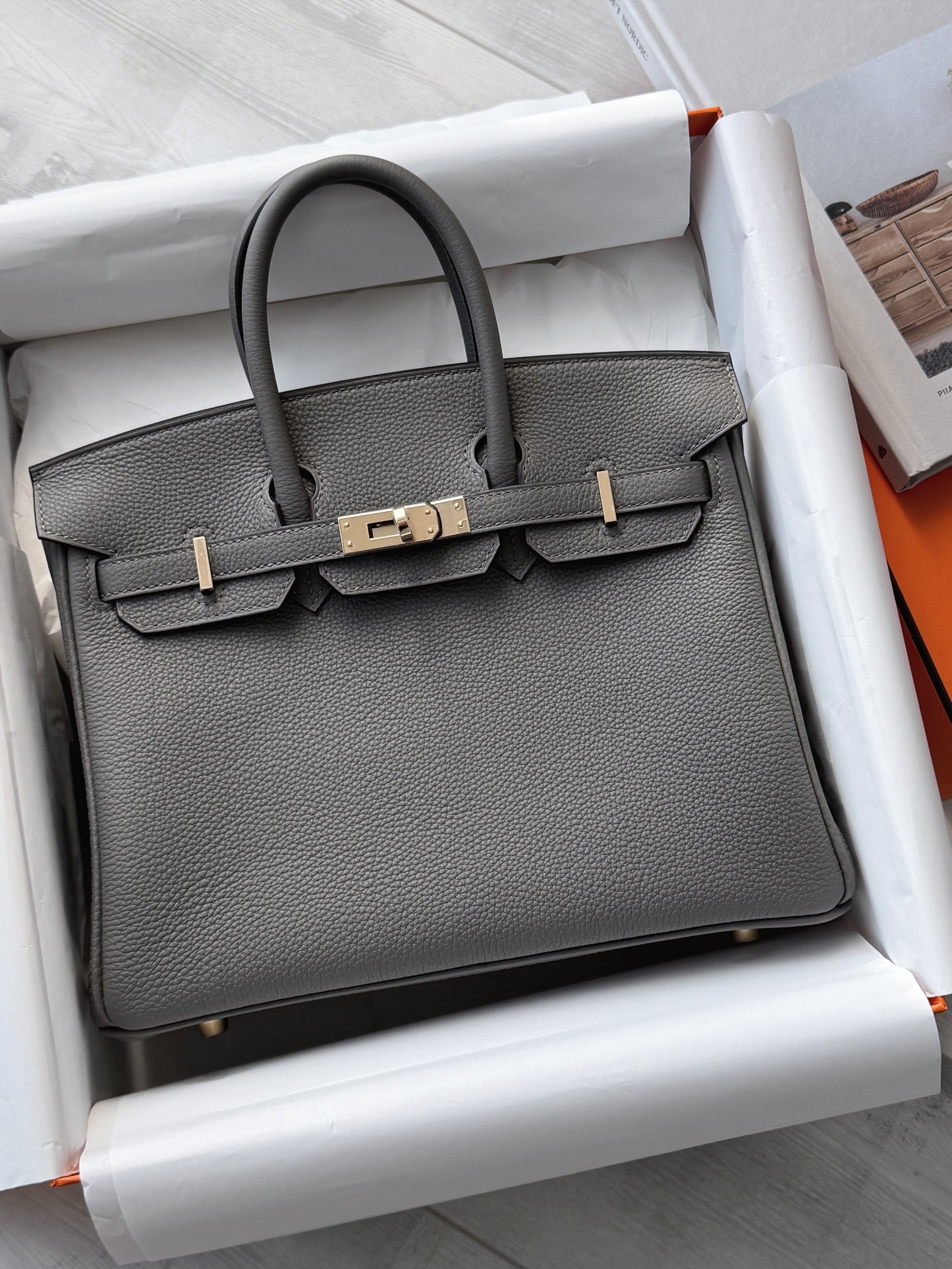 Hermès Birkin 25 0L 積雨雲灰 淡金釦