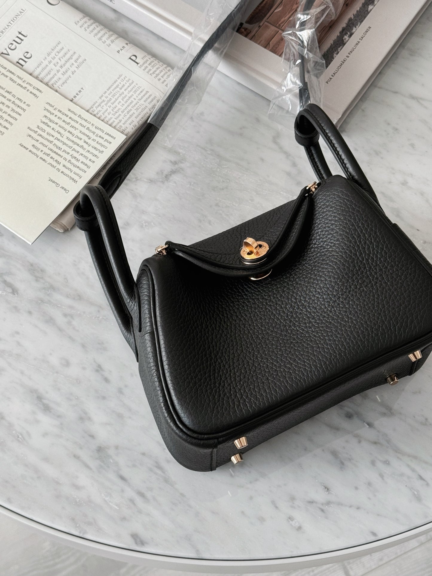 Hermès Mini Lindy II 黑色金釦