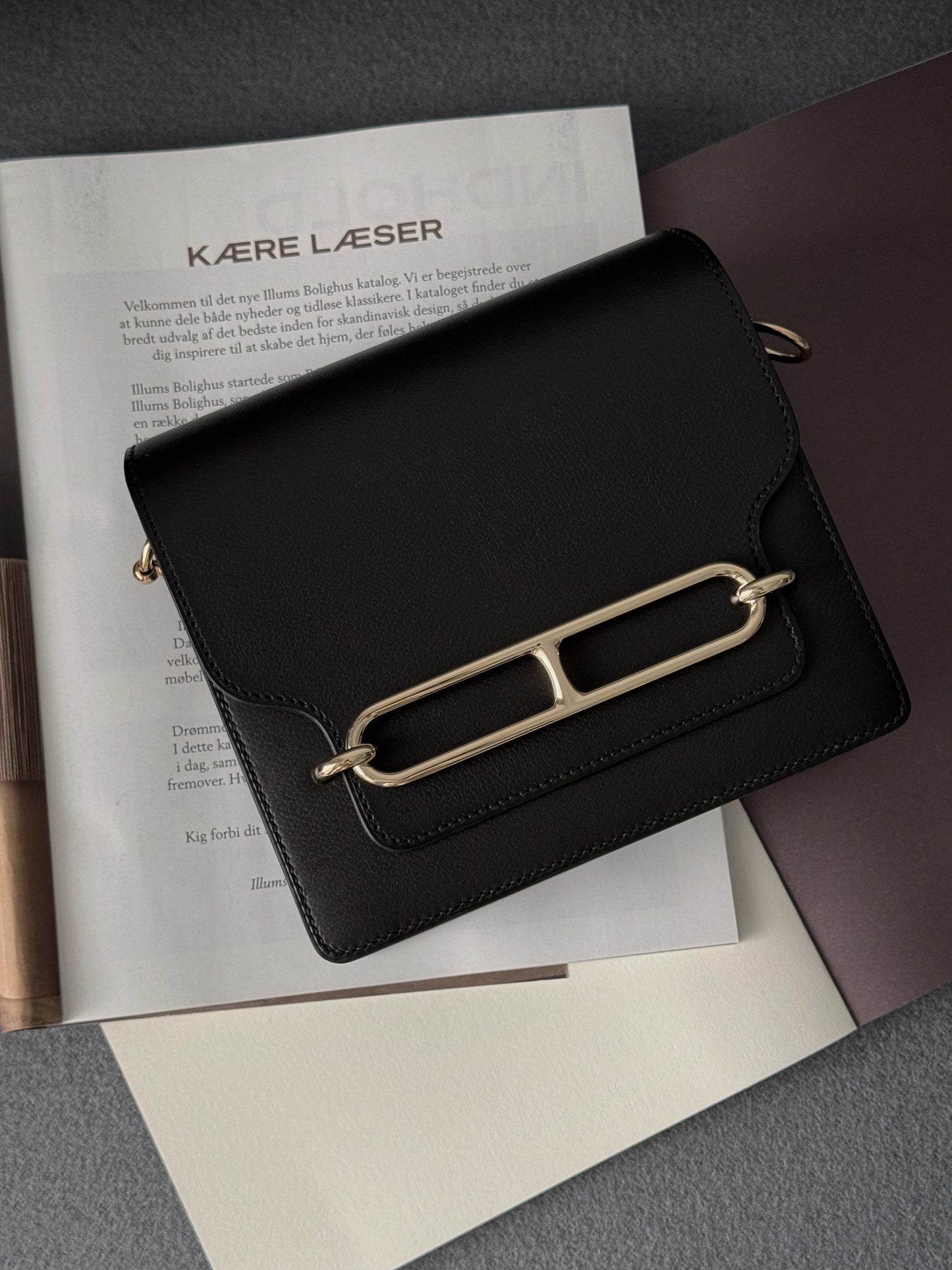 Hermès Mini Roulis 黑色淡金釦