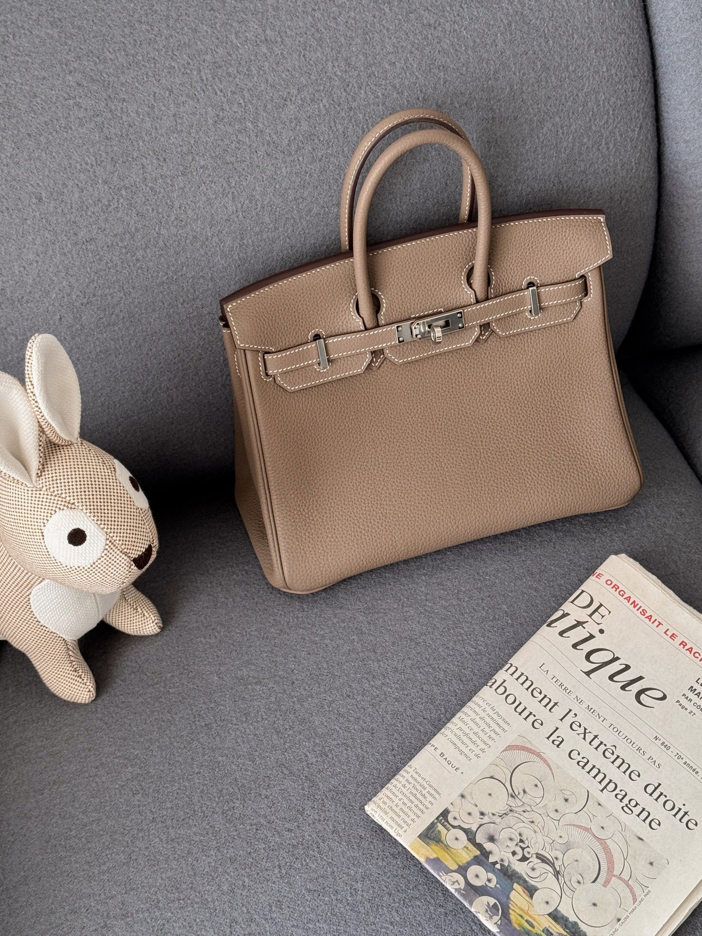 < NS-全新閒置品 > Hermès | Birkin 25 大象灰 銀釦 TOGO皮革