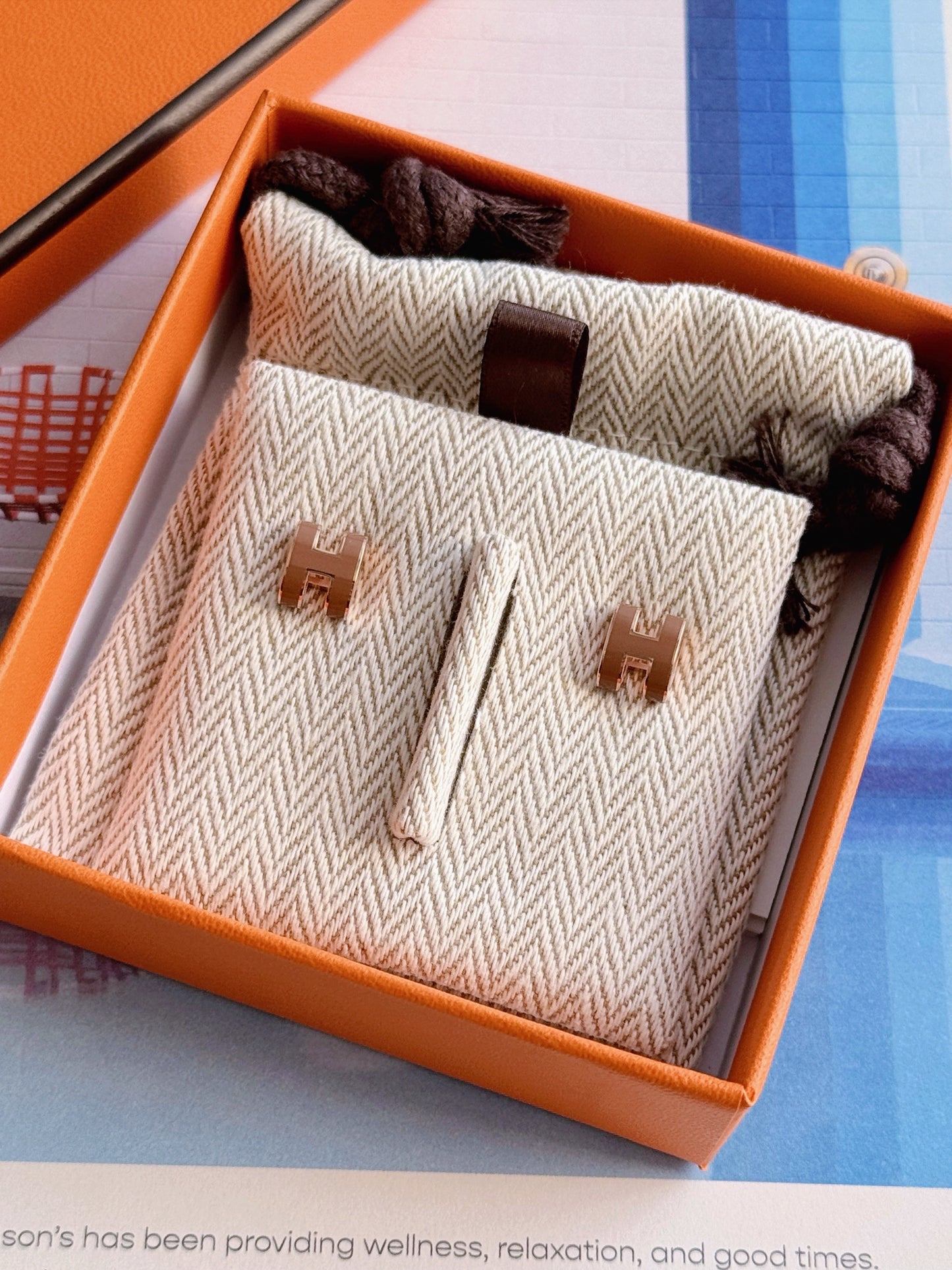 Hermès Mini Pop H 耳環 金棕玫瑰金