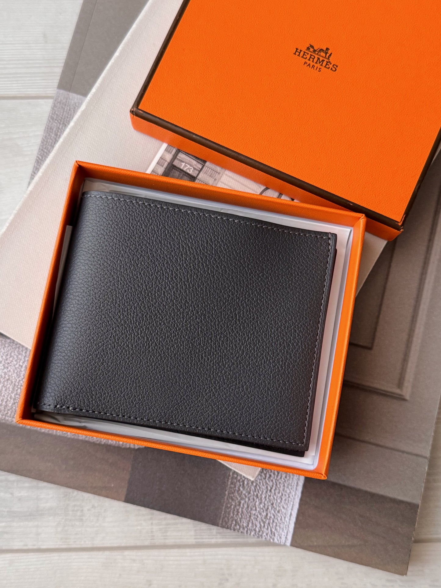 Hermès Citizen Wallet 霧霾灰 絲巾短夾