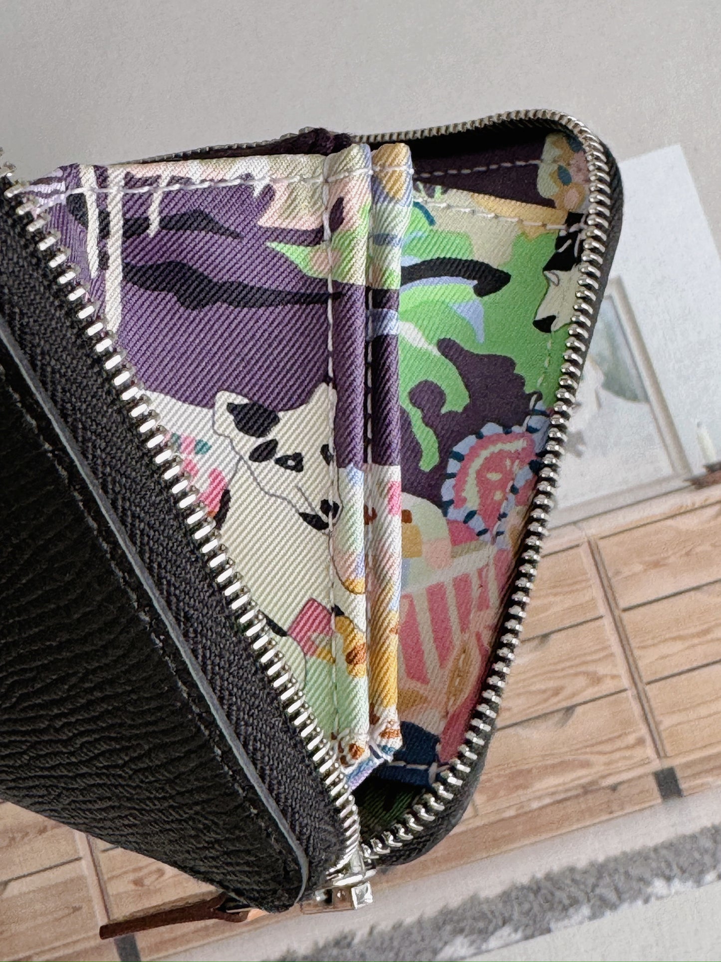 Hermès | 絲巾短夾 黑色 X 魔法森林狗狗內裡