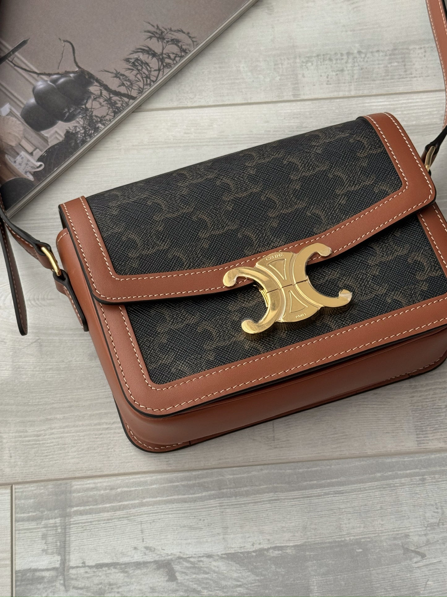 Celine Teen Triomphe 老花凱旋門郵差包