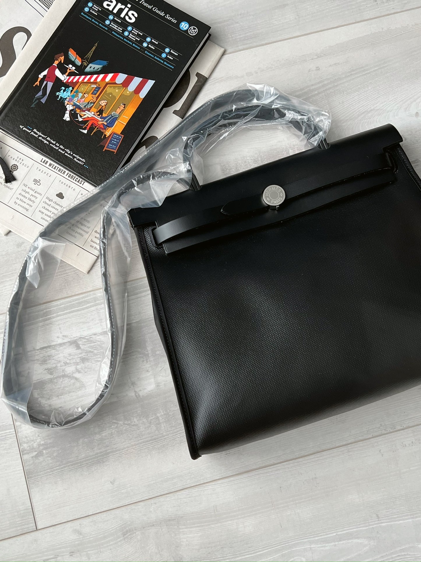 Hermès Herbag 31 黑色銀釦