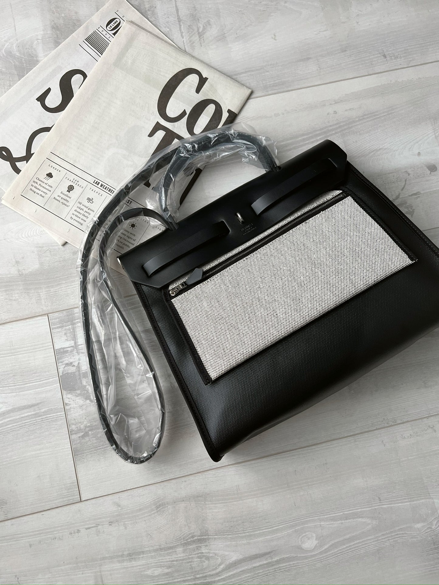 Hermès Herbag 31 黑色銀釦