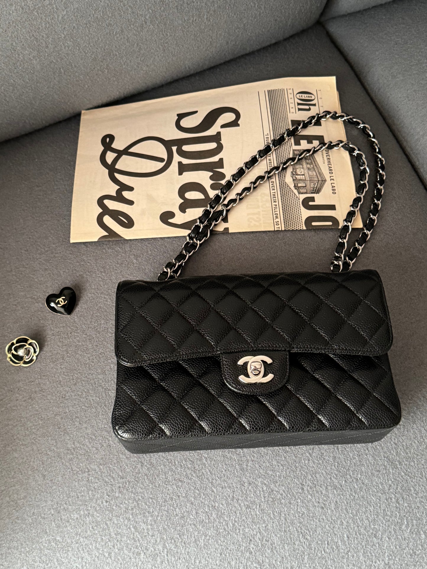 <S-99新> Chanel CF23 小號 黑色銀釦