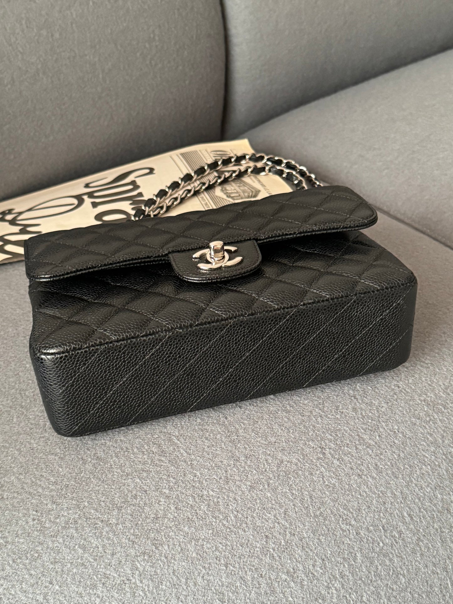 <S-99成新> Chanel CF23 黑色銀釦 荔枝牛皮