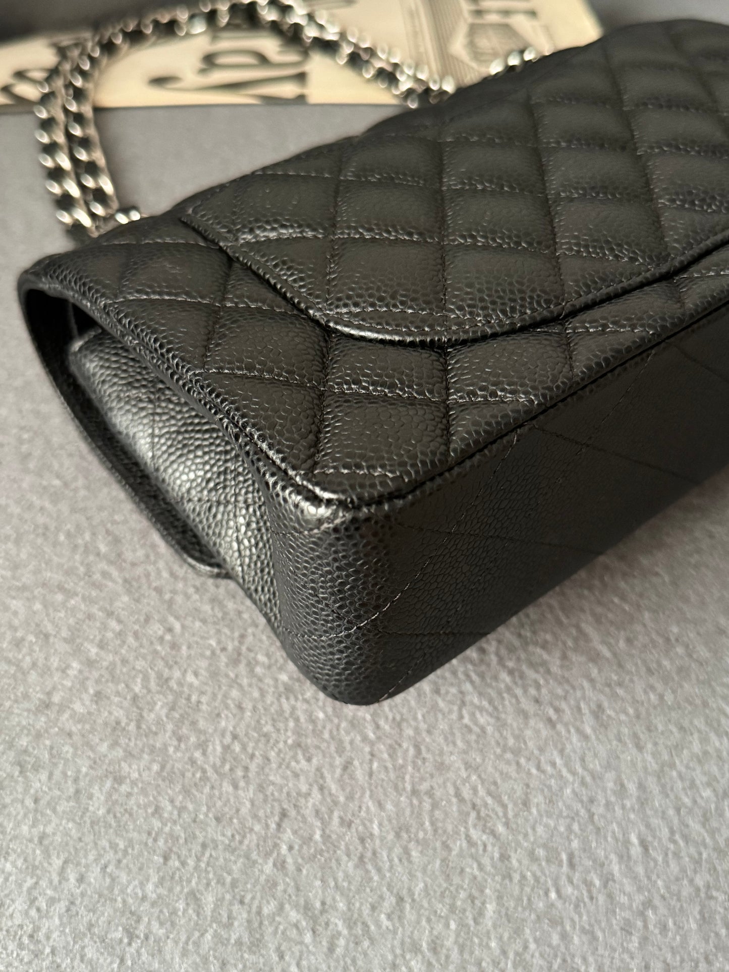 <S-99成新> Chanel CF23 黑色銀釦 荔枝牛皮