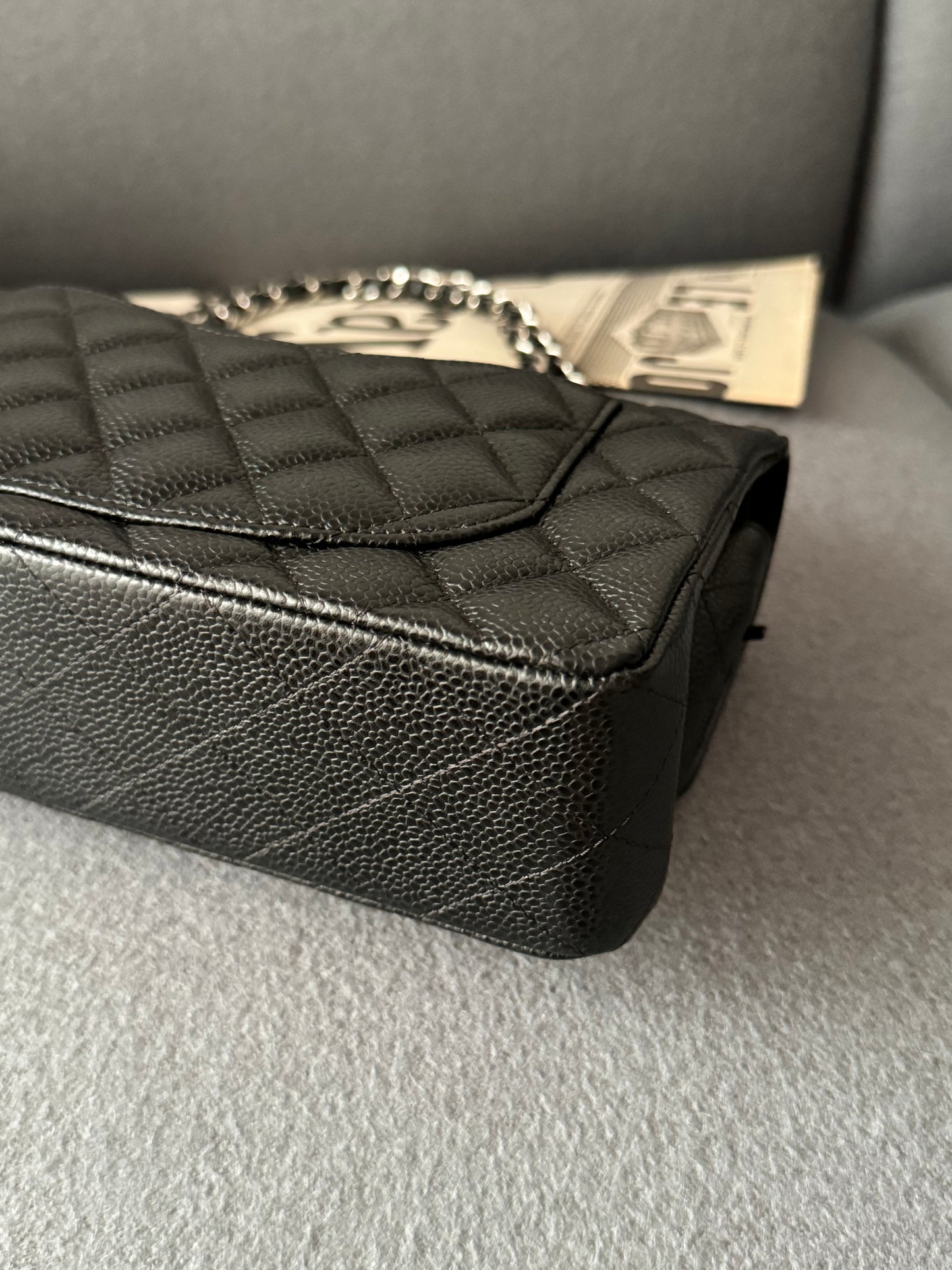 <S-99成新> Chanel CF23 黑色銀釦 荔枝牛皮