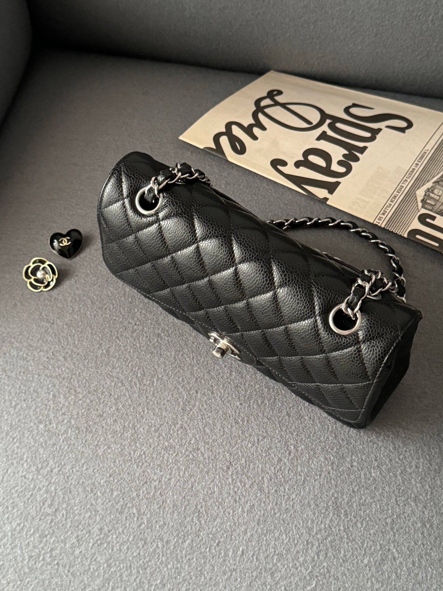 <S-99新> Chanel CF23 小號 黑色銀釦