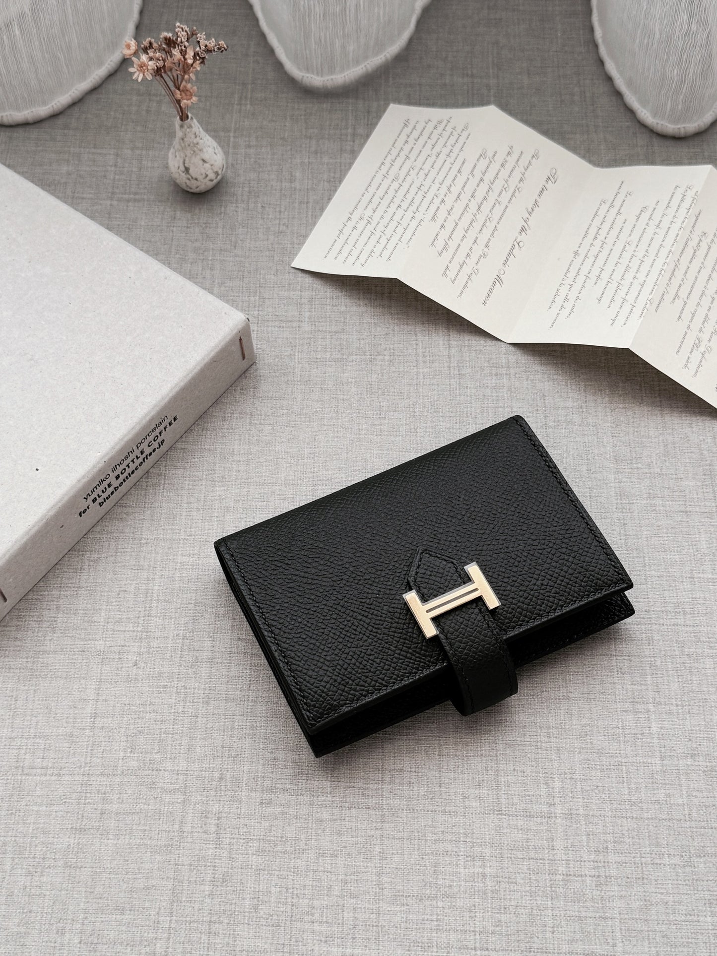 Hermès Bearn 黑色金釦卡包