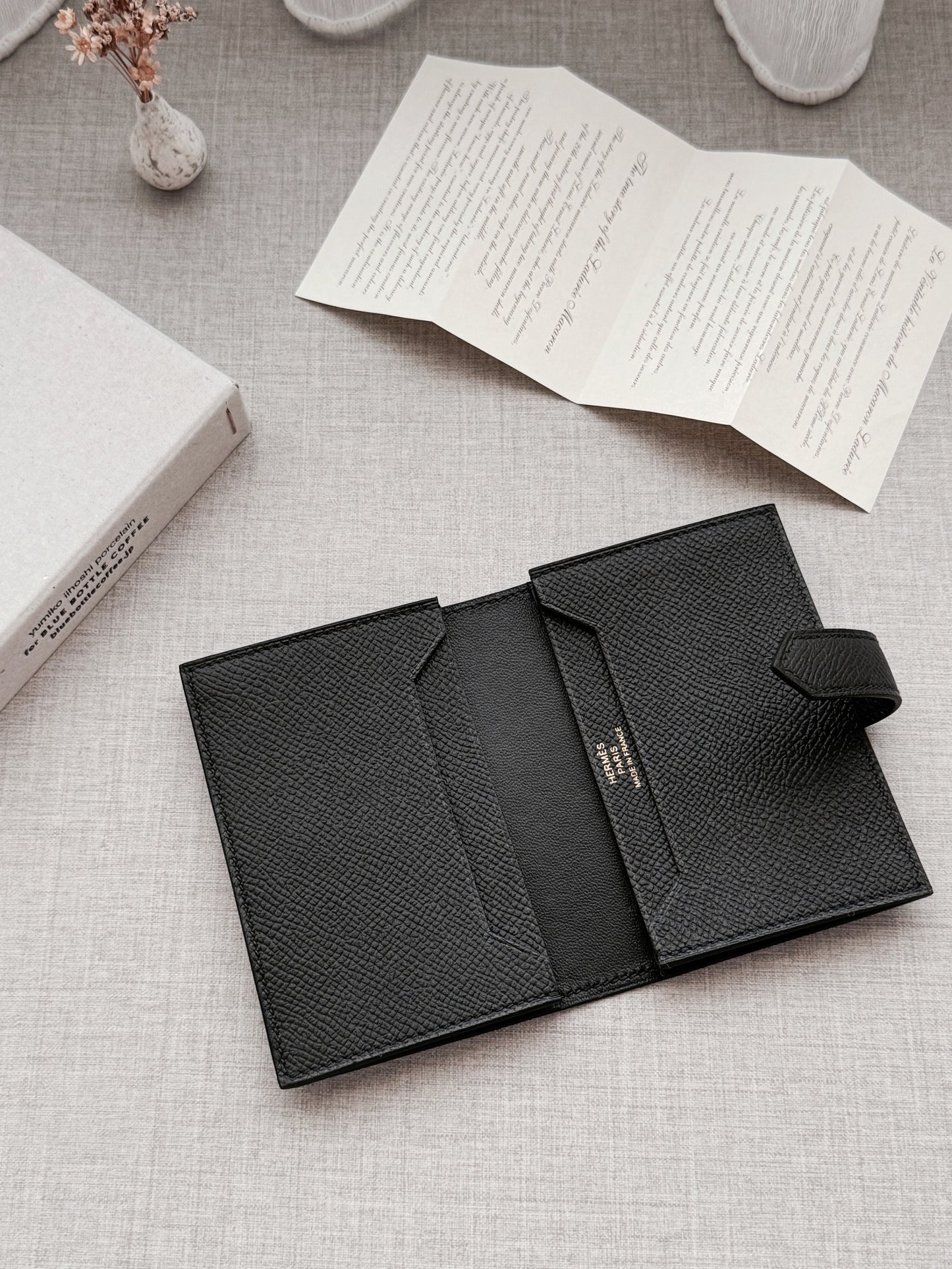 Hermès Bearn 黑色金釦卡包