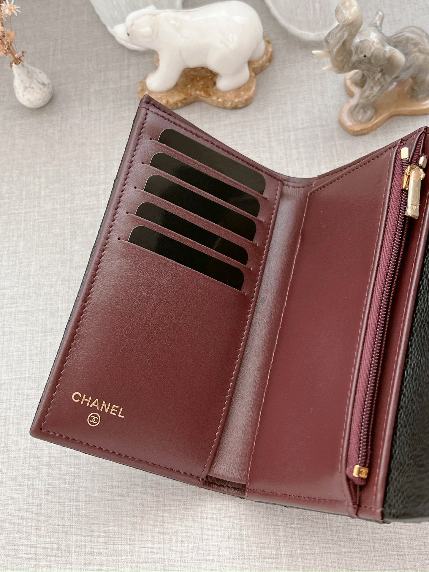 Chanel CF經典中夾 黑色金釦