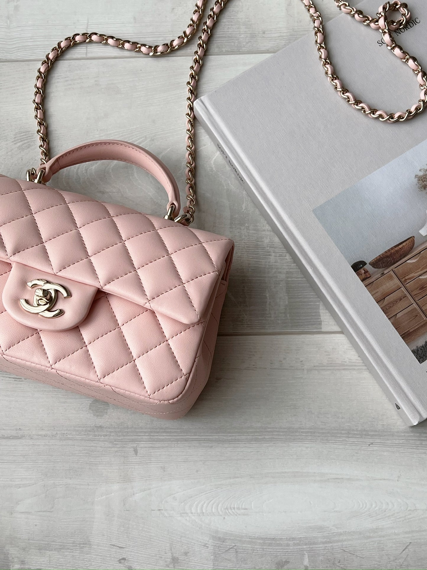 Chanel Mini CF20 Handle 粉色淡金釦