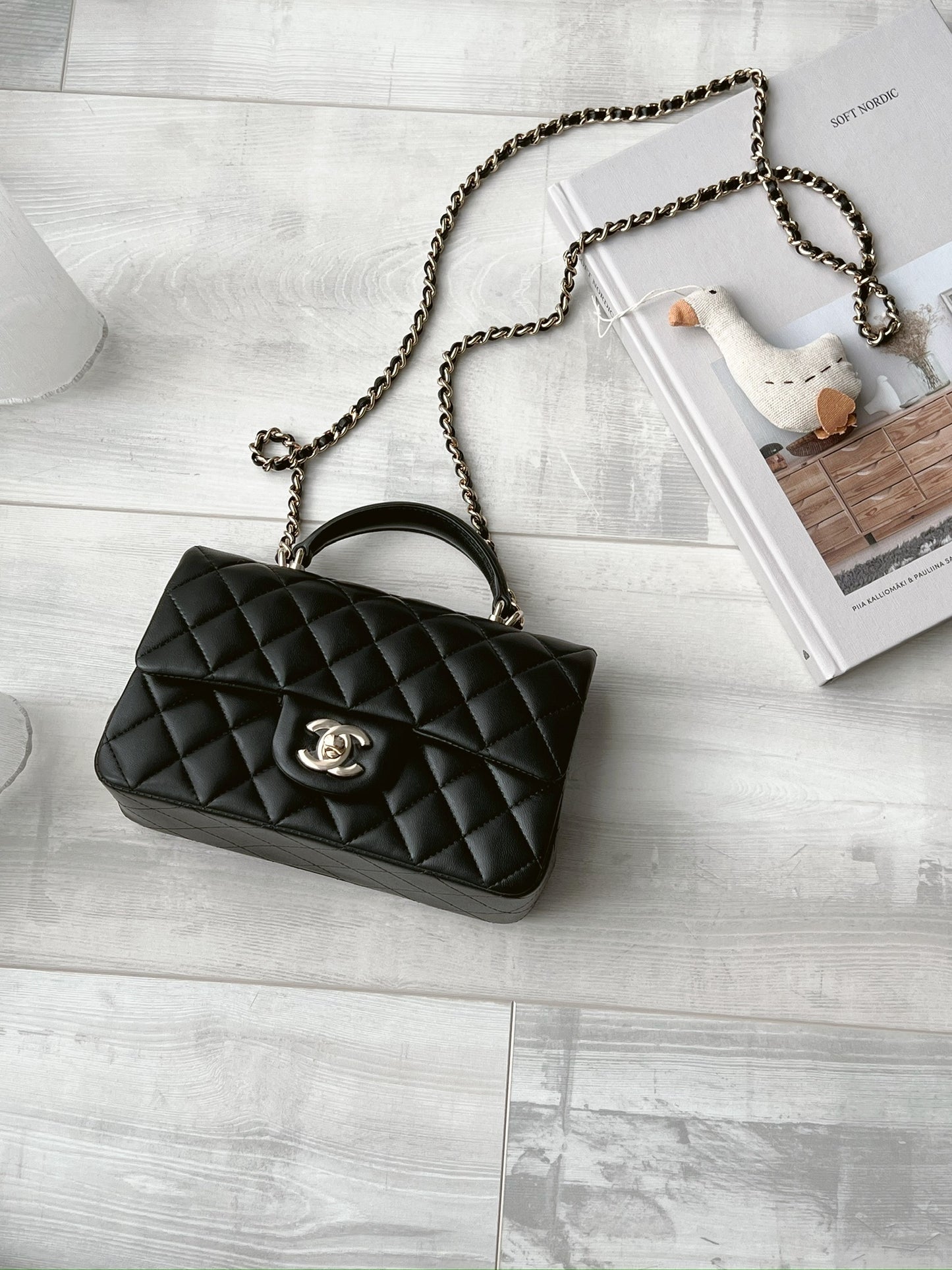 Chanel Mini CF20 Handle 黑色淡金釦