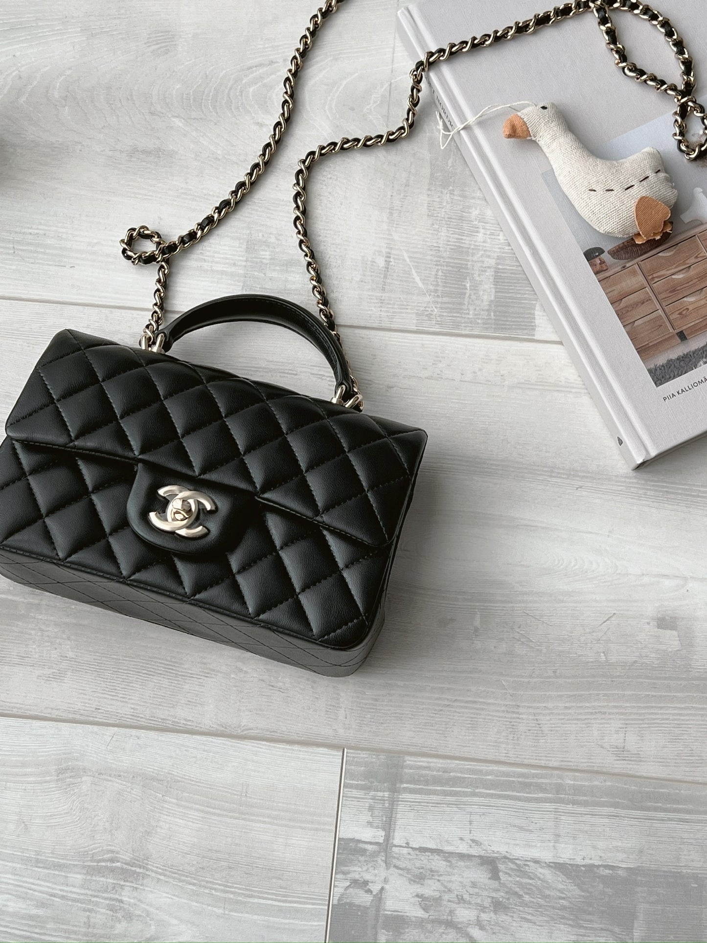 Chanel Mini CF20 Handle 黑色淡金釦