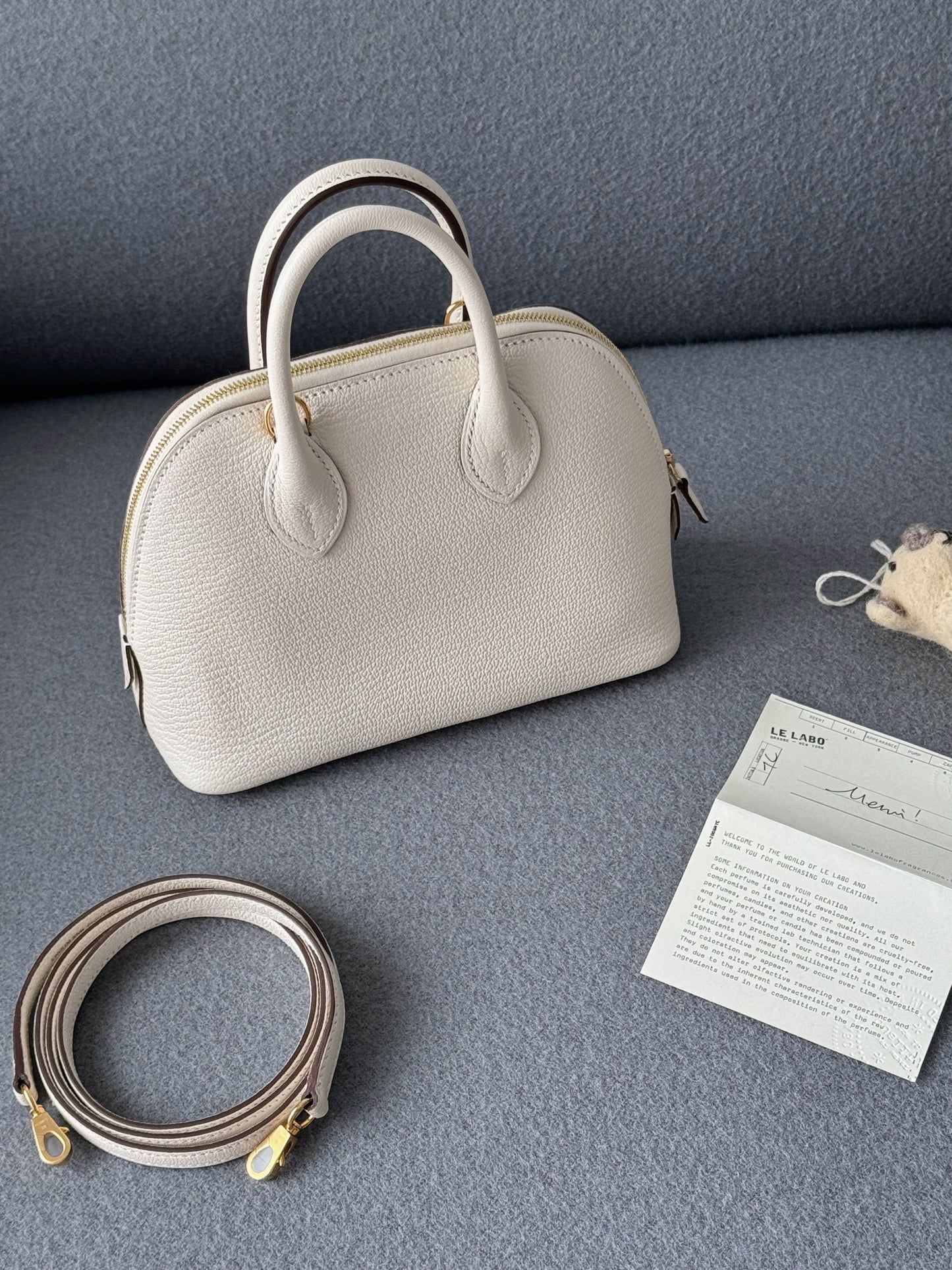Hermès Mini Bolide 奶油白 金釦