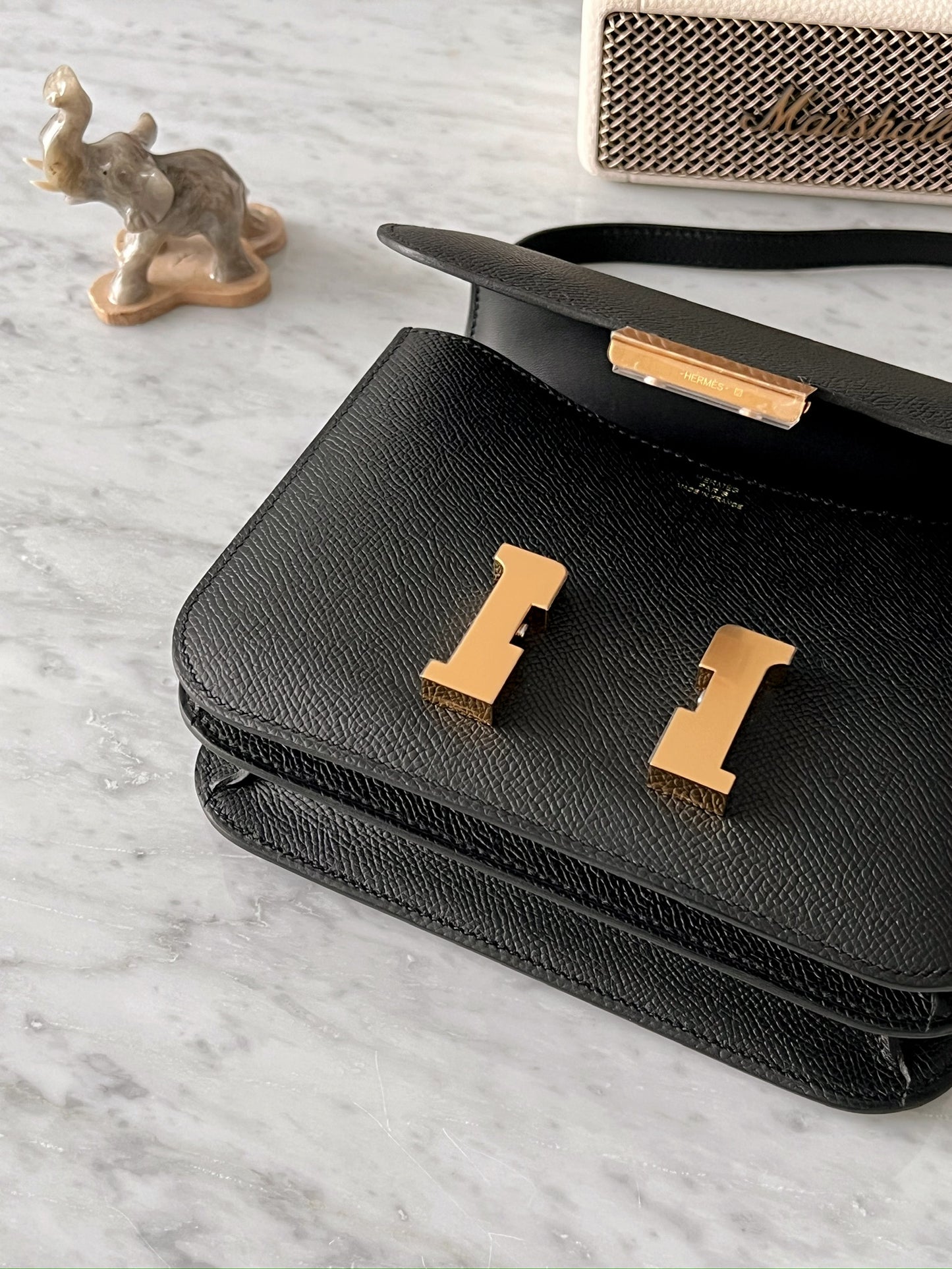 Hermès Mini Constance 19 黑色金釦