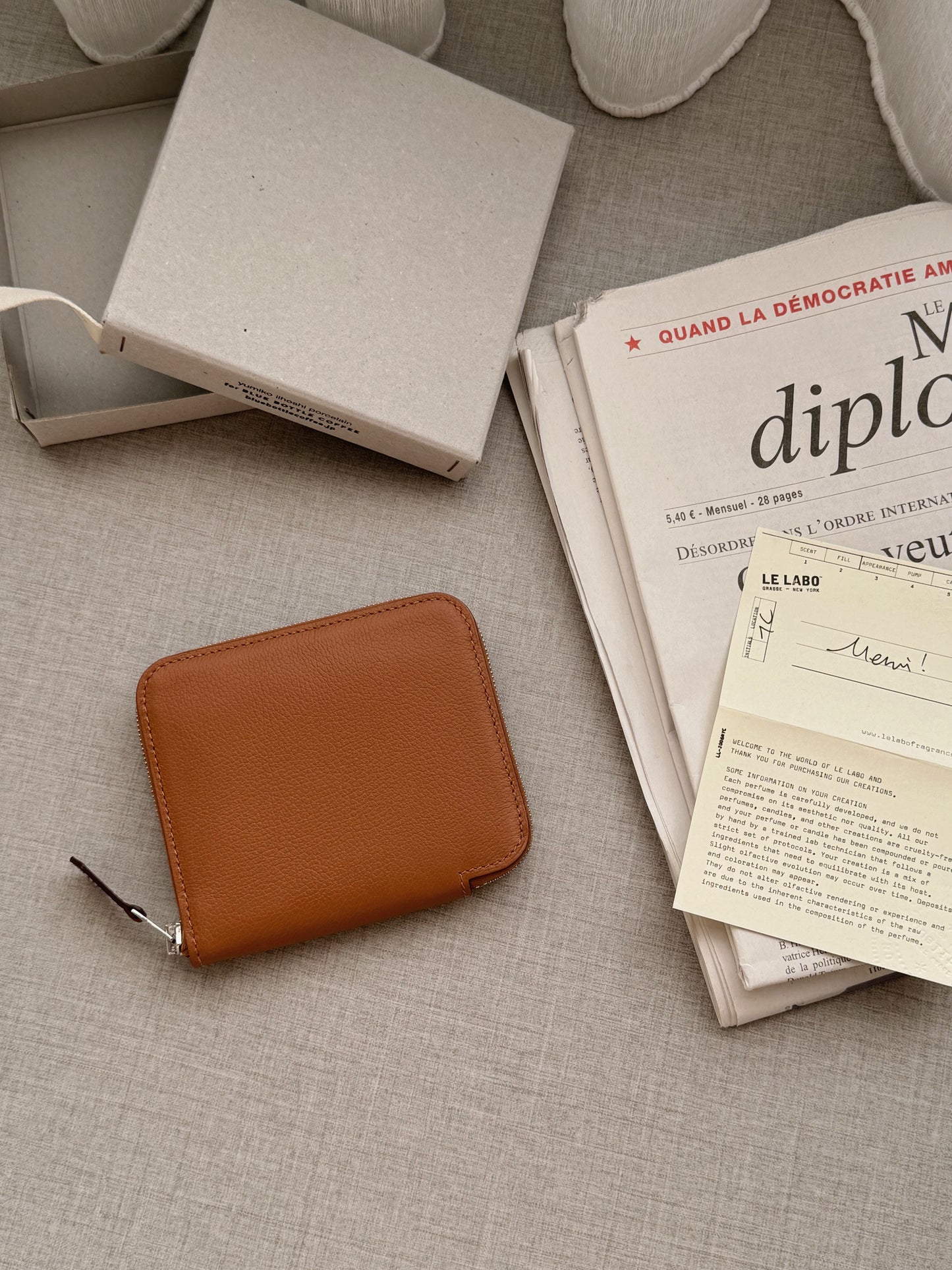 Hermès 絲巾短夾 金棕色 x 動物叢林