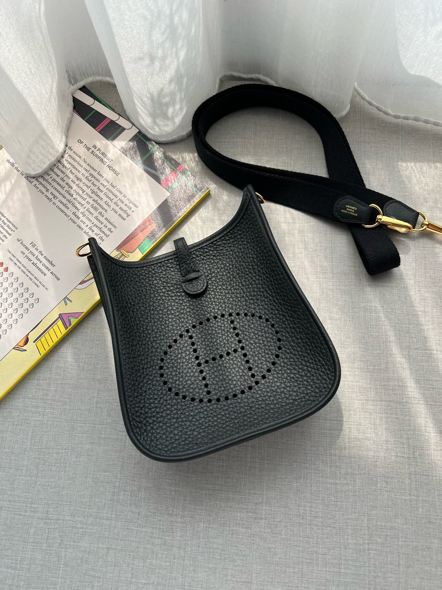 Hermès Mini Evelyne 黑色金釦