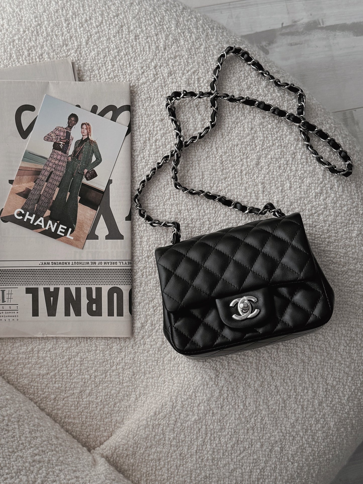 Chanel Mini CF 方胖 黑色銀釦