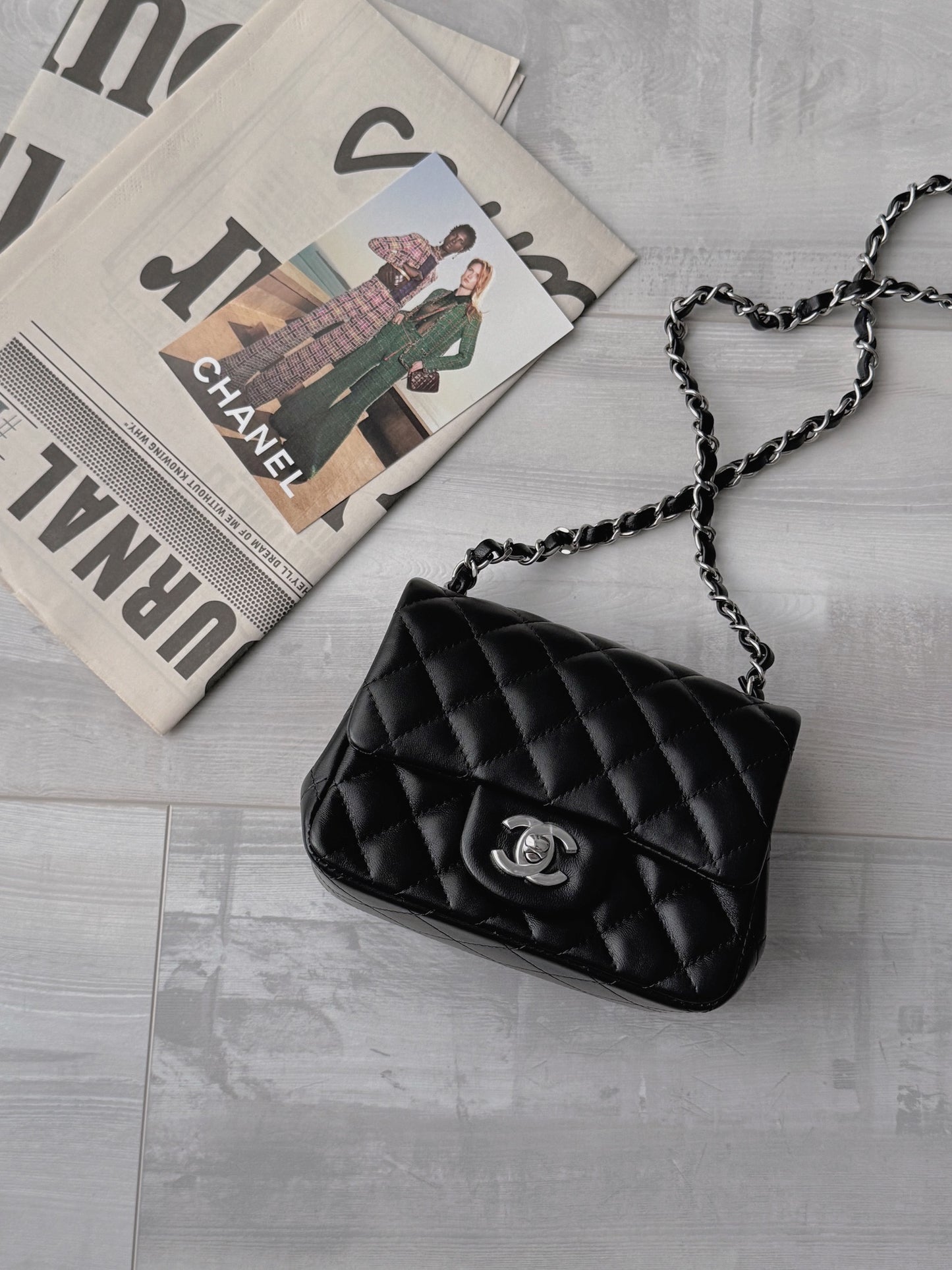 Chanel Mini CF 方胖 黑色銀釦