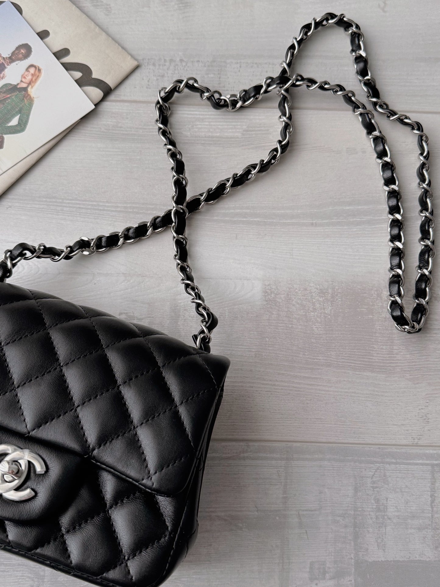 Chanel Mini CF 方胖 黑色銀釦
