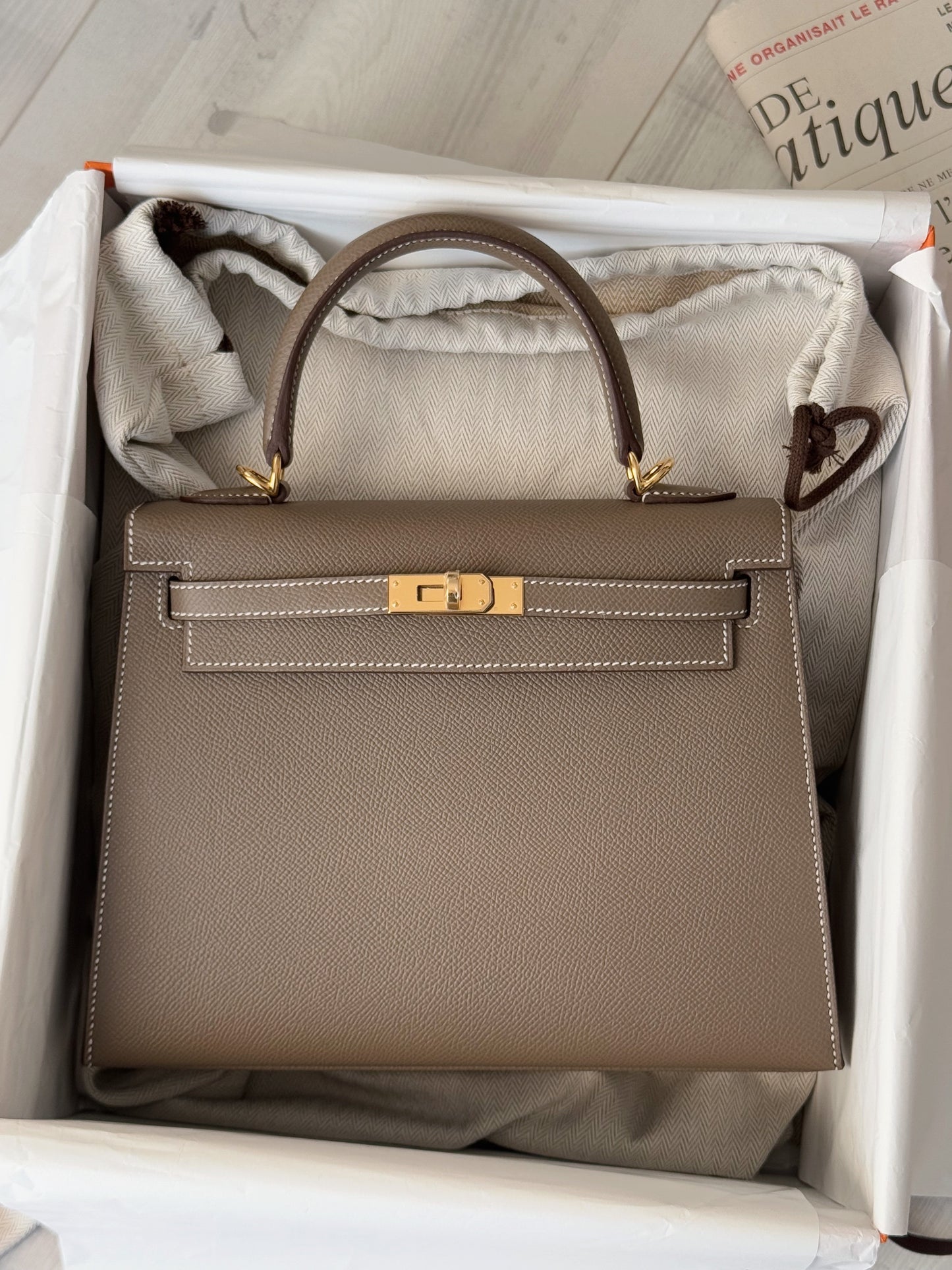 Hermès Kelly 25 大象灰金釦 Epsom皮革