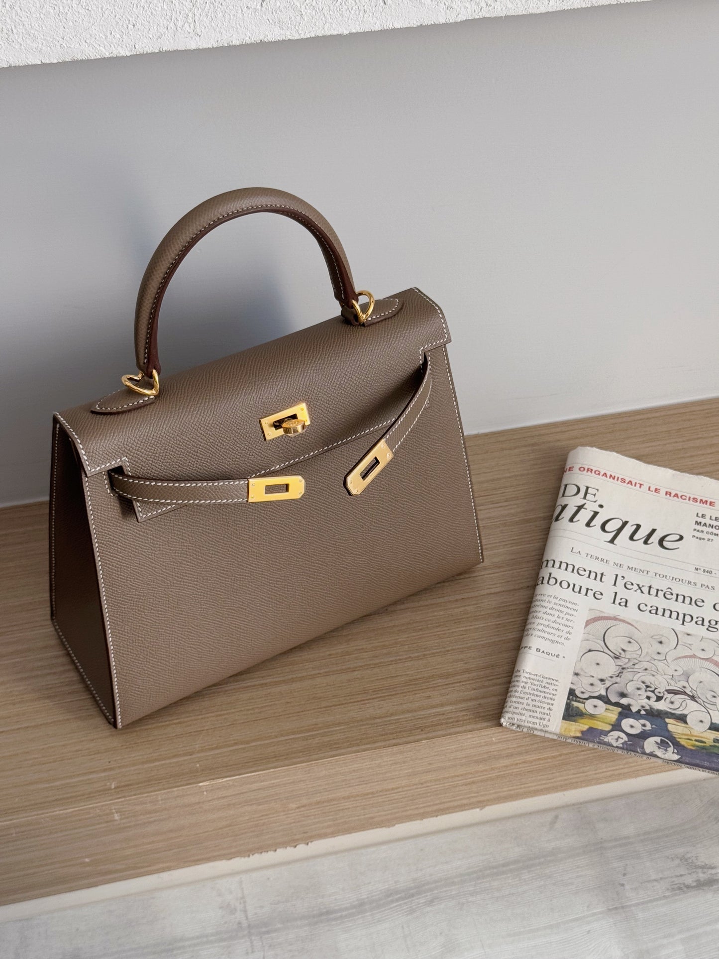 Hermès Kelly 25 大象灰金釦 Epsom皮革
