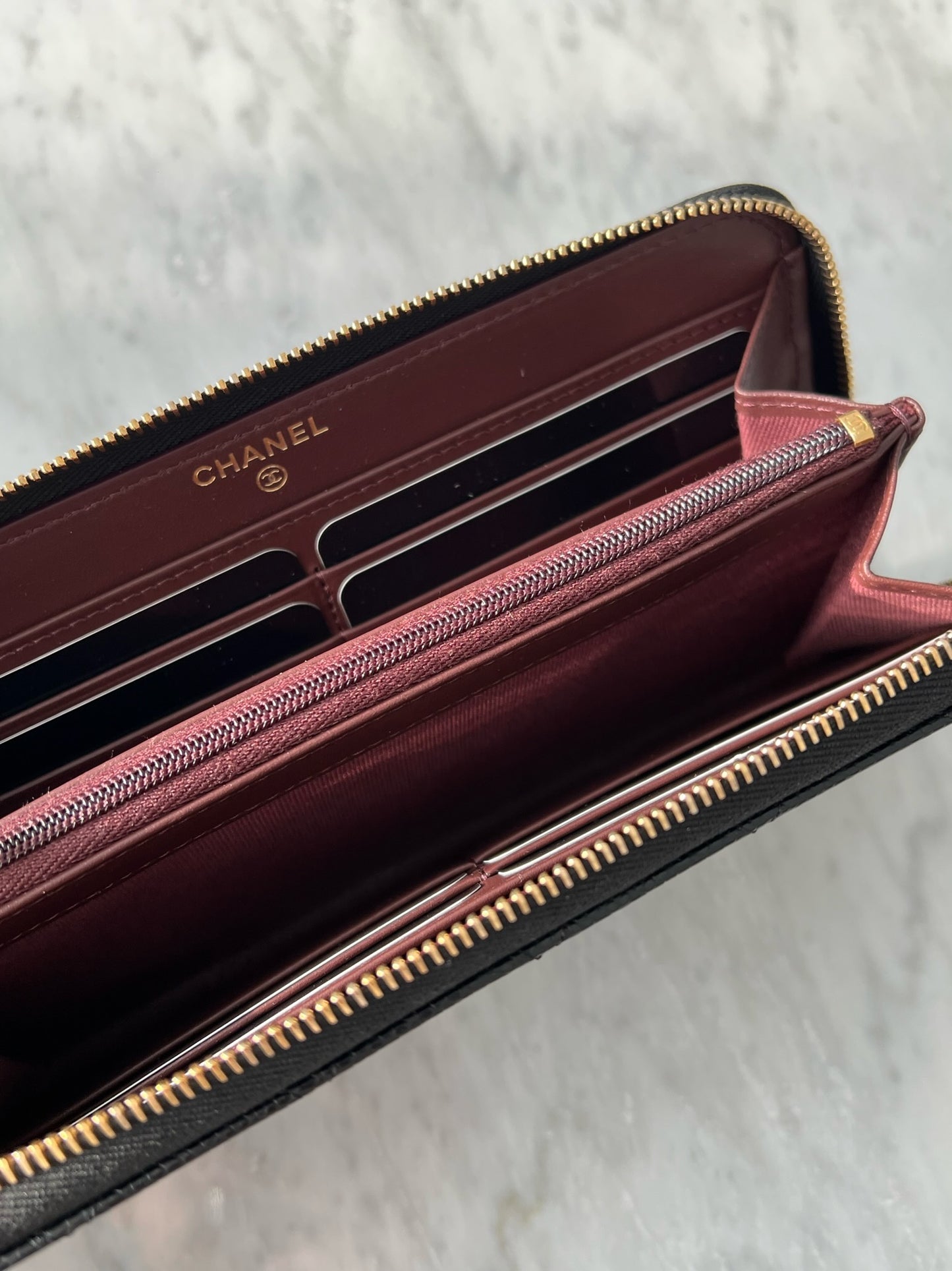 Chanel 經典拉鍊長夾 黑色金釦