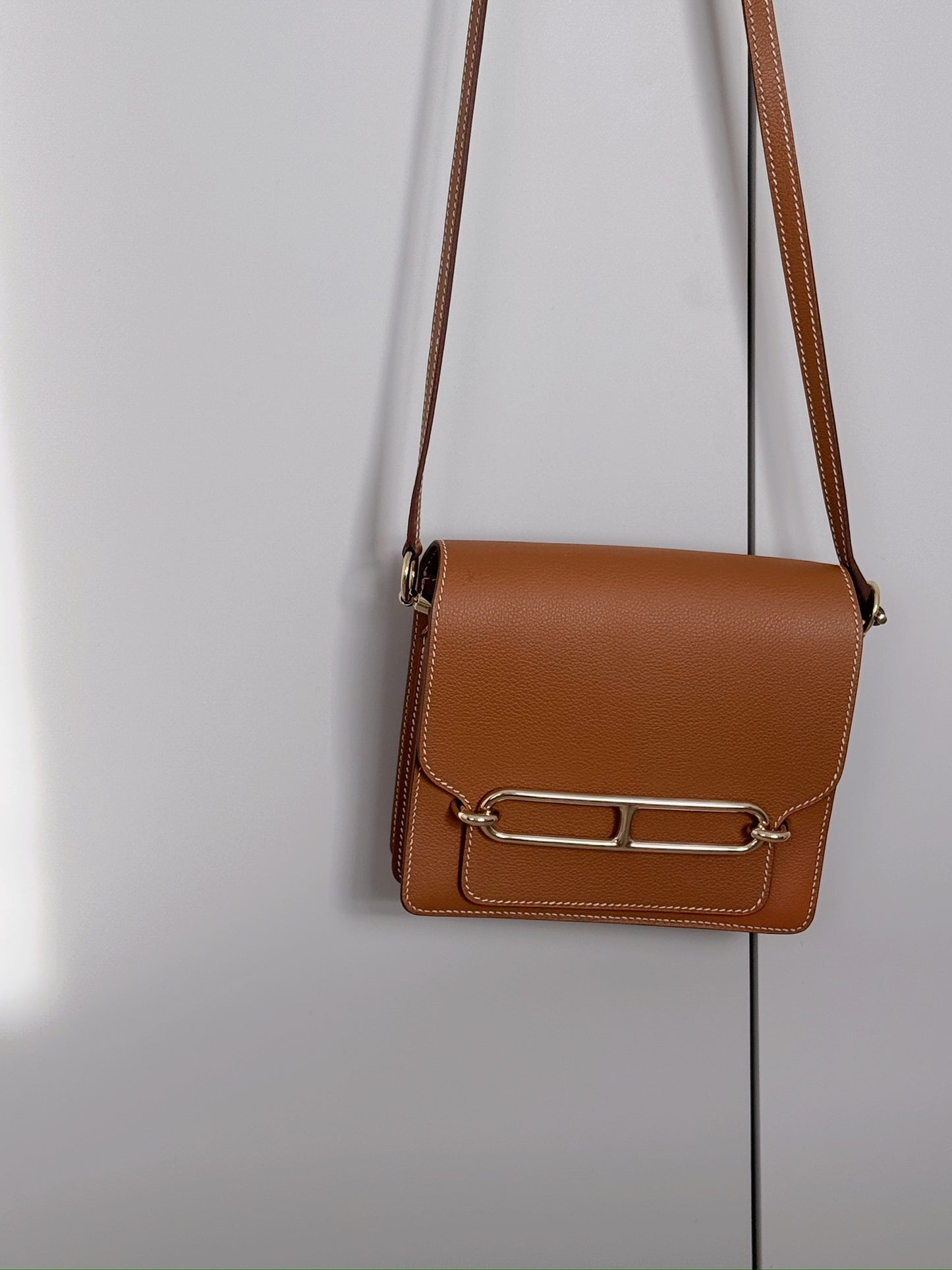 <S-99成新> Hermès Mini Roulis 金棕金釦