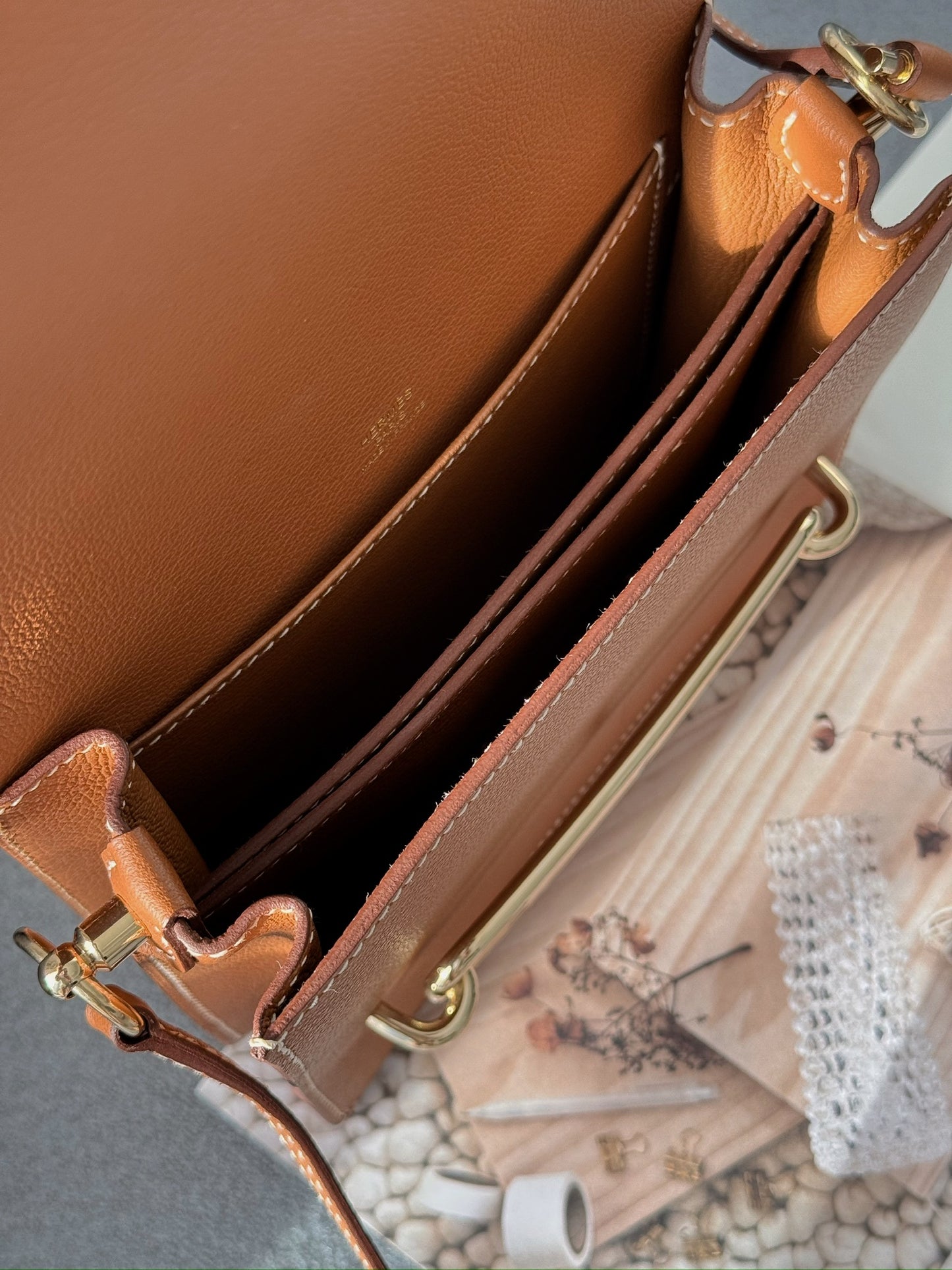 <S-99成新> Hermès Mini Roulis 金棕金釦