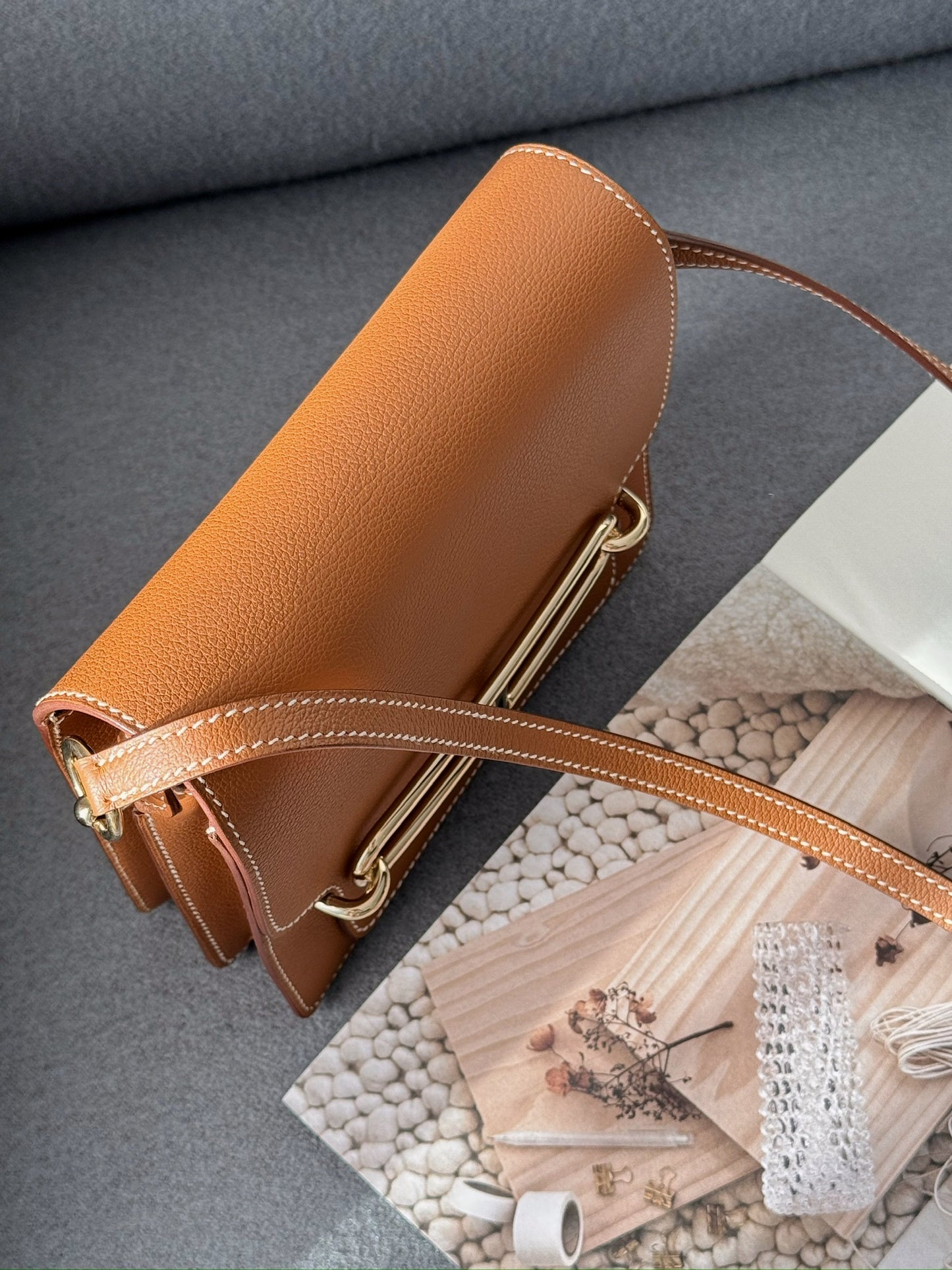 <S-99成新> Hermès Mini Roulis 金棕金釦