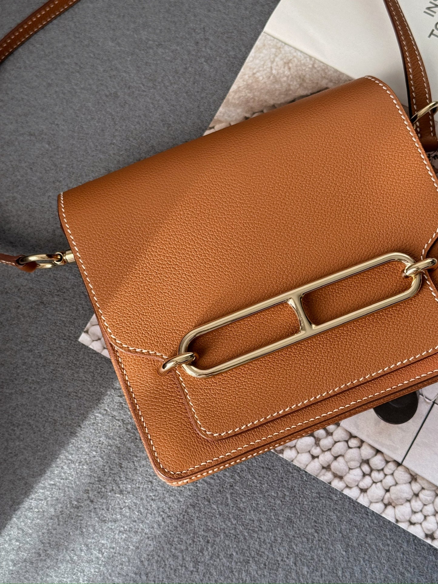 <S-99成新> Hermès Mini Roulis 金棕金釦