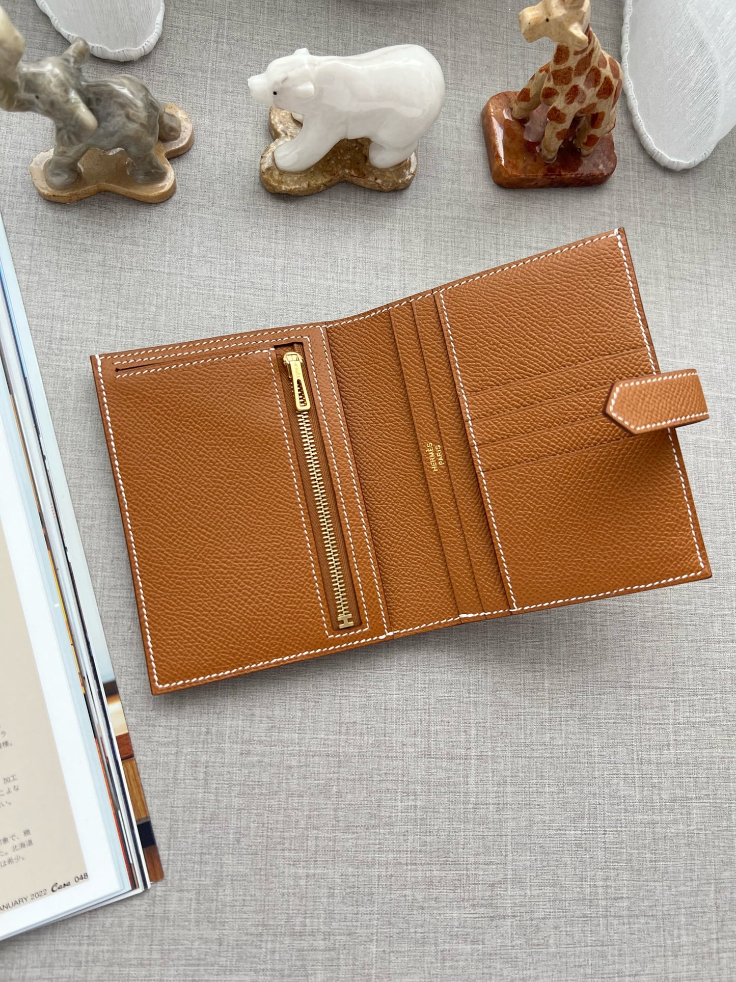 Hermès Bearn Compact Wallet 金棕金釦