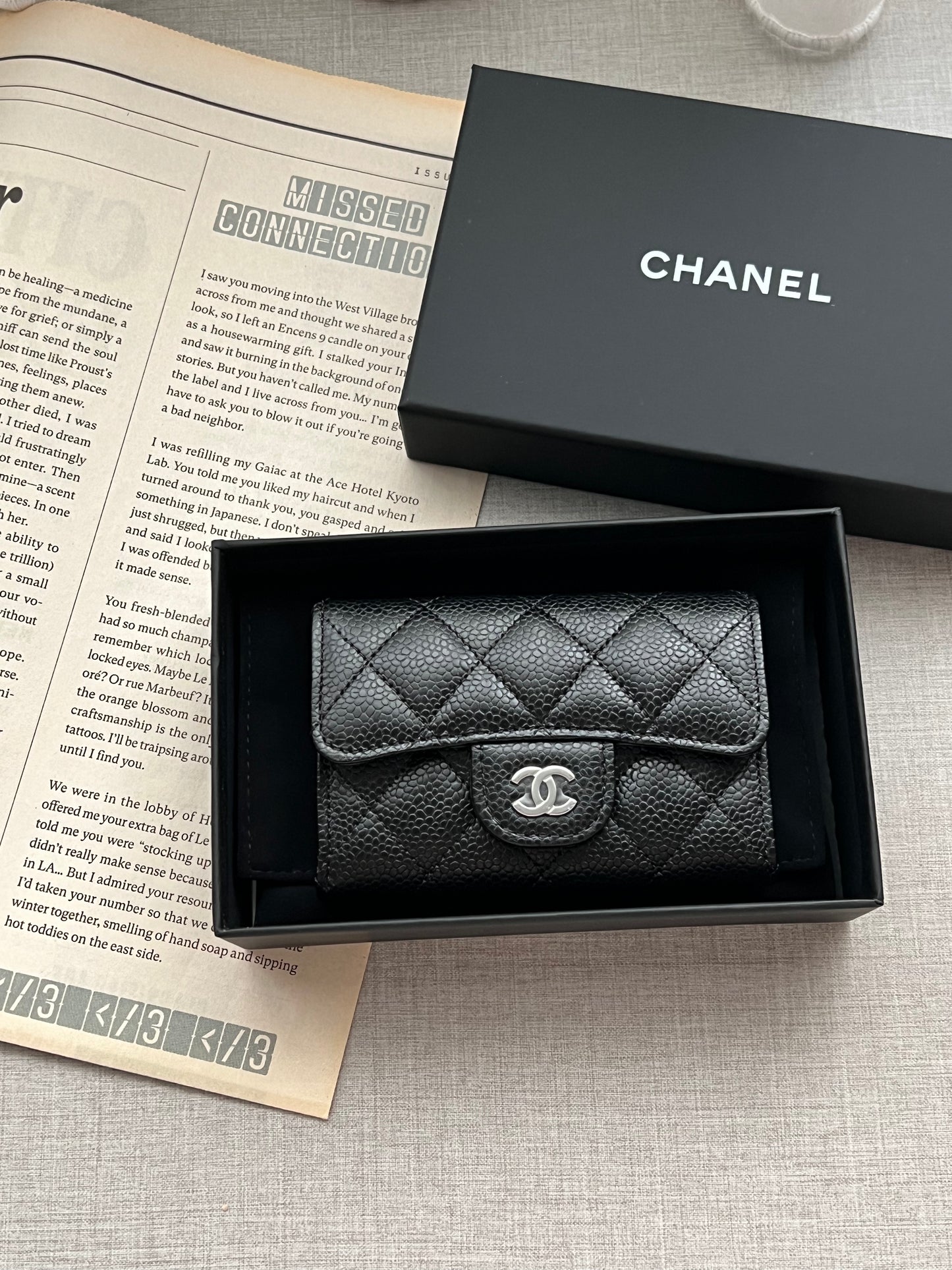 Chanel CF單層卡包 黑色銀釦