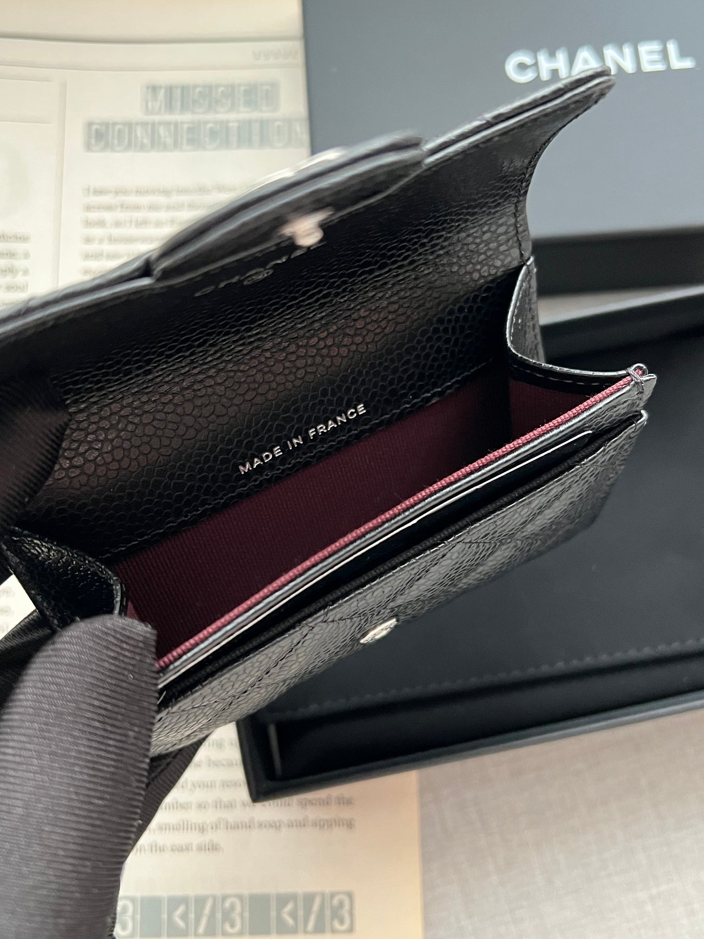 Chanel CF單層卡包 黑色金釦