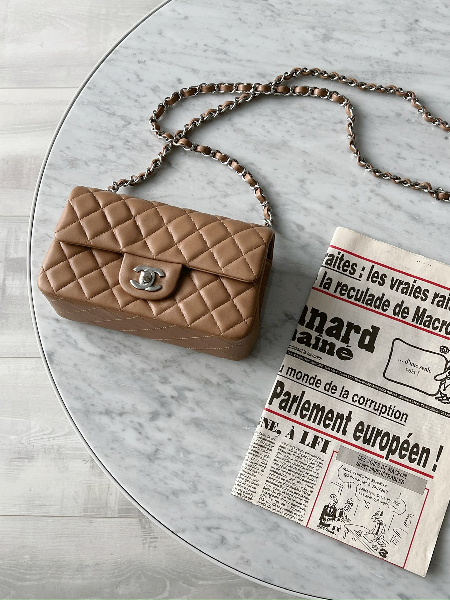 Chanel Mini CF20 焦糖色銀釦