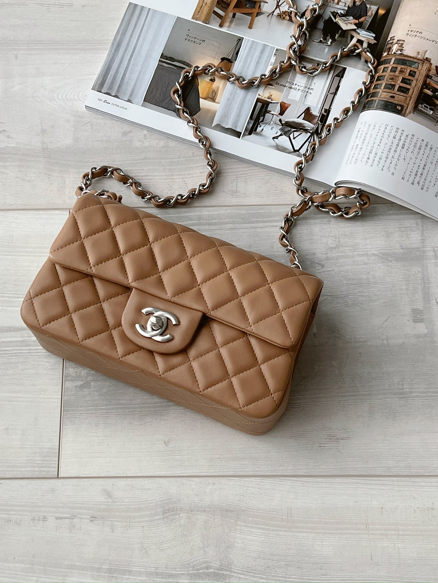 Chanel Mini CF20 焦糖色銀釦