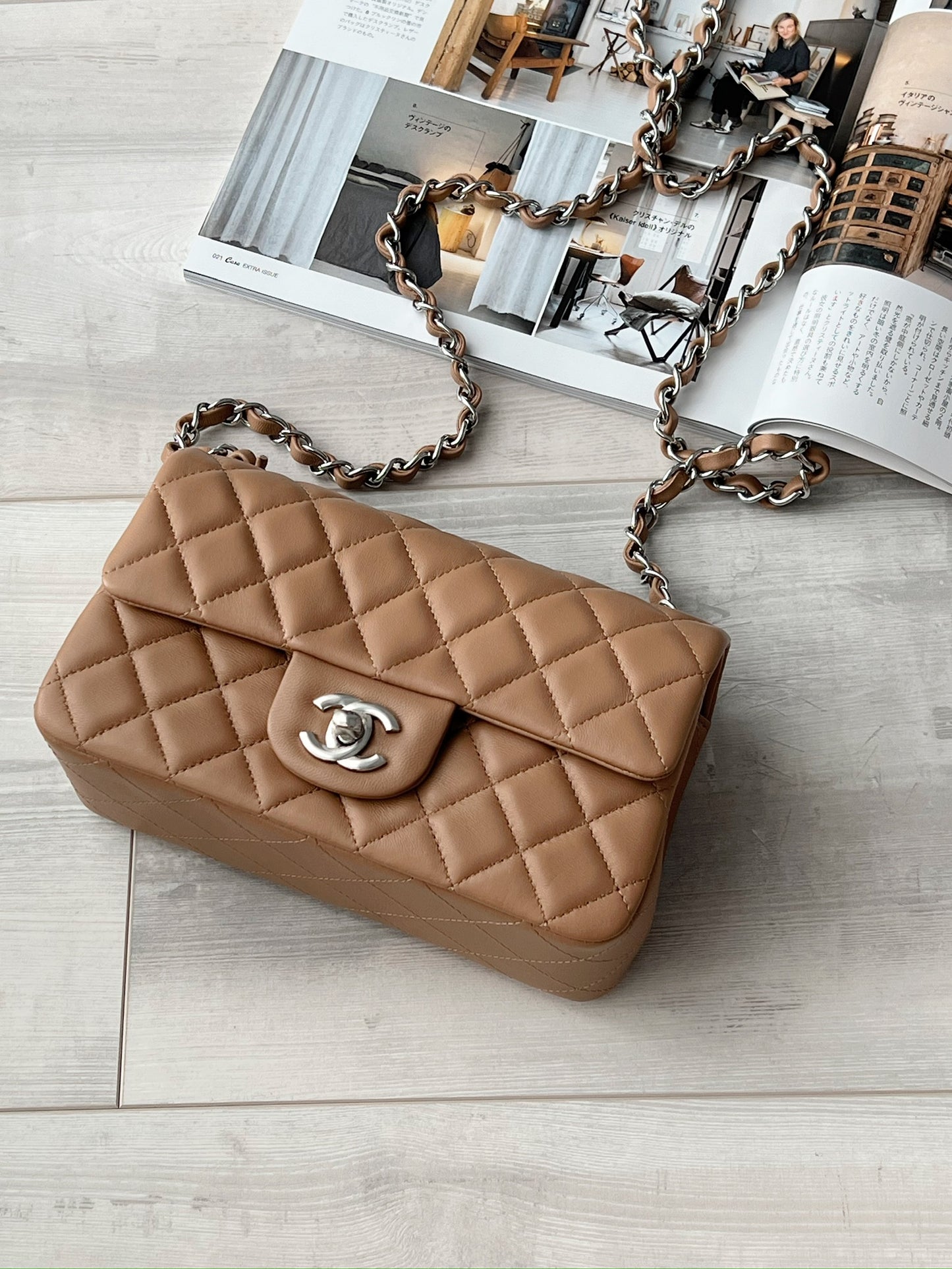 Chanel Mini CF20 焦糖色銀釦