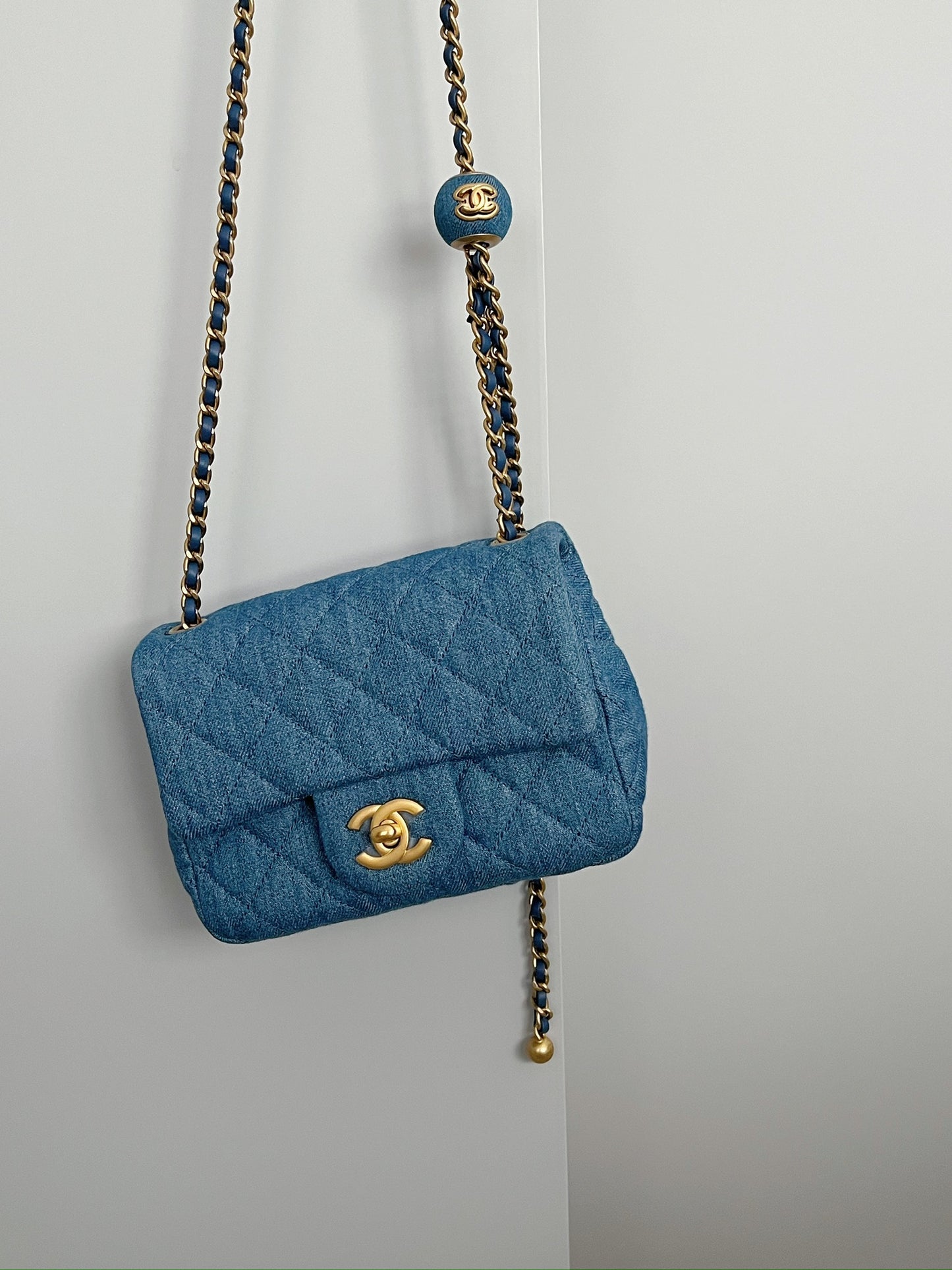 Chanel Mini CF17 牛仔金球方胖