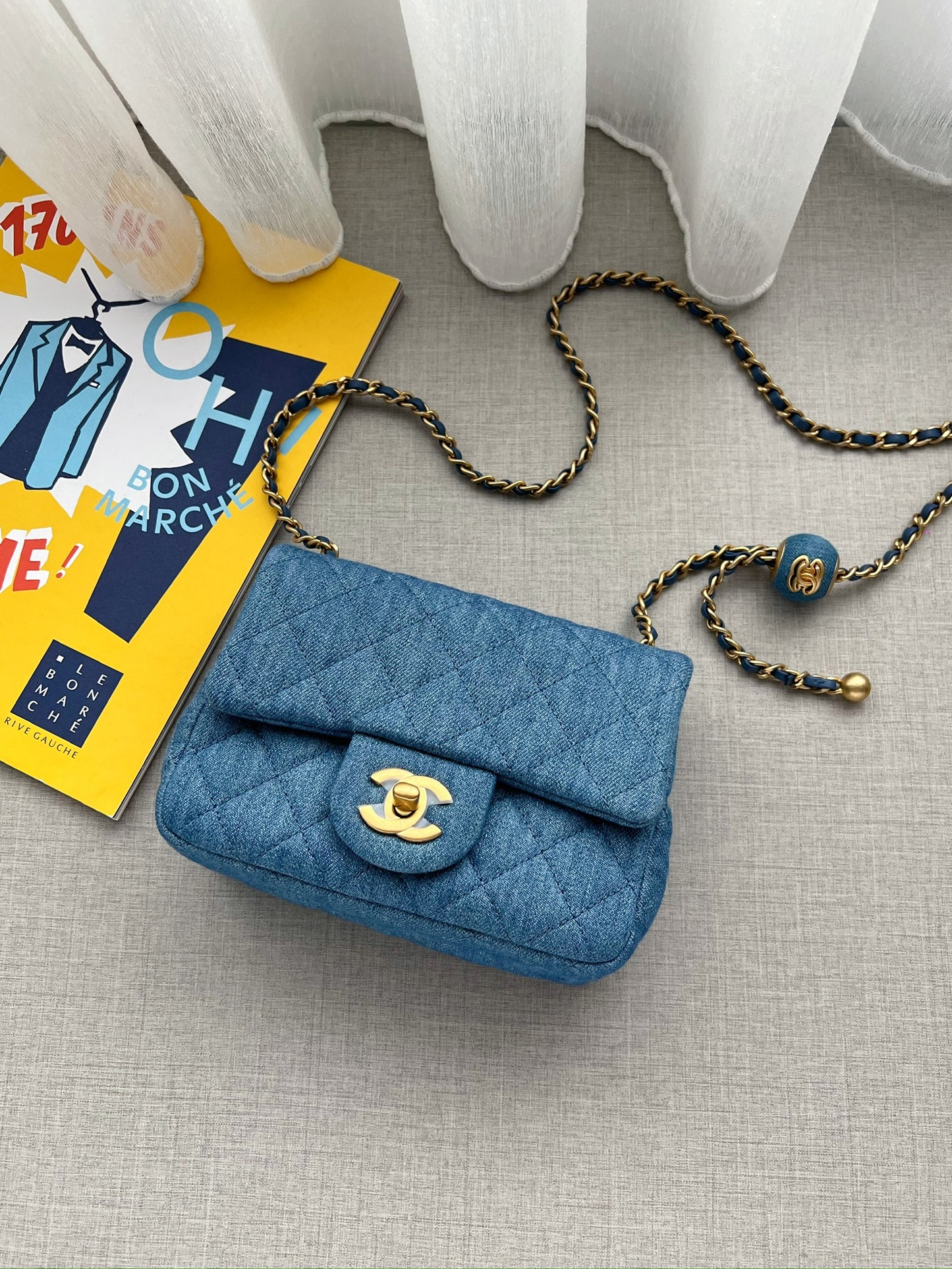Chanel Mini CF17 牛仔金球方胖
