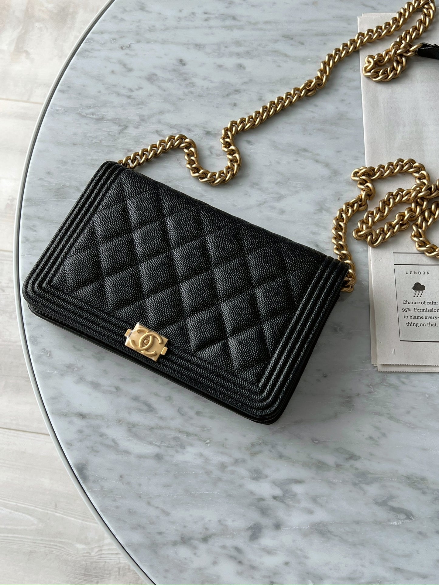 Chanel Leboy Wallet On Chain 黑色金釦