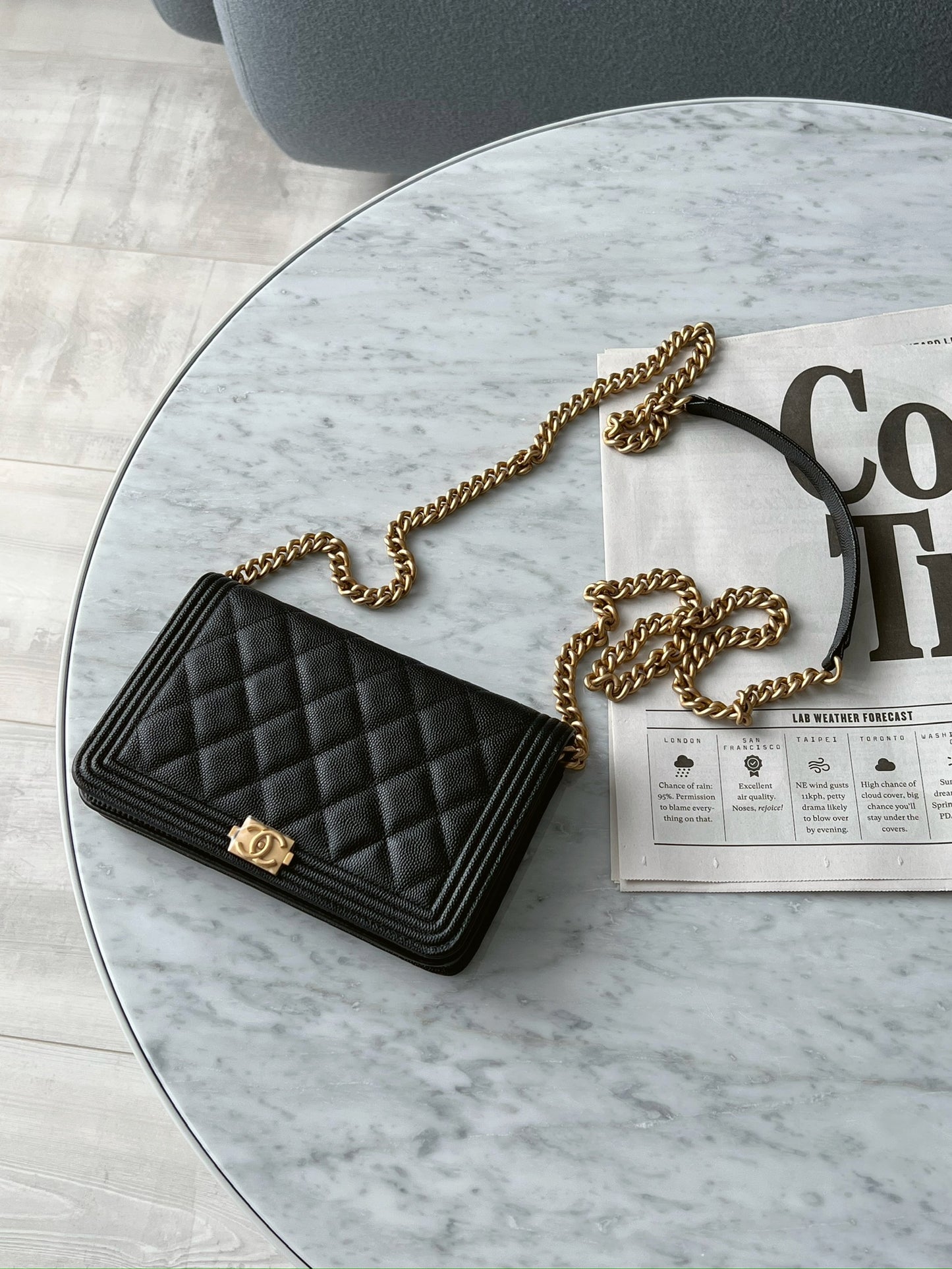 Chanel Leboy Wallet On Chain 黑色金釦