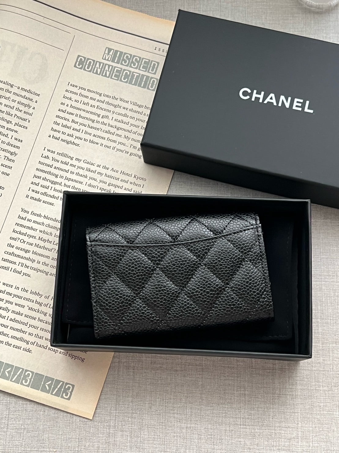 Chanel CF單層卡包 黑色銀釦