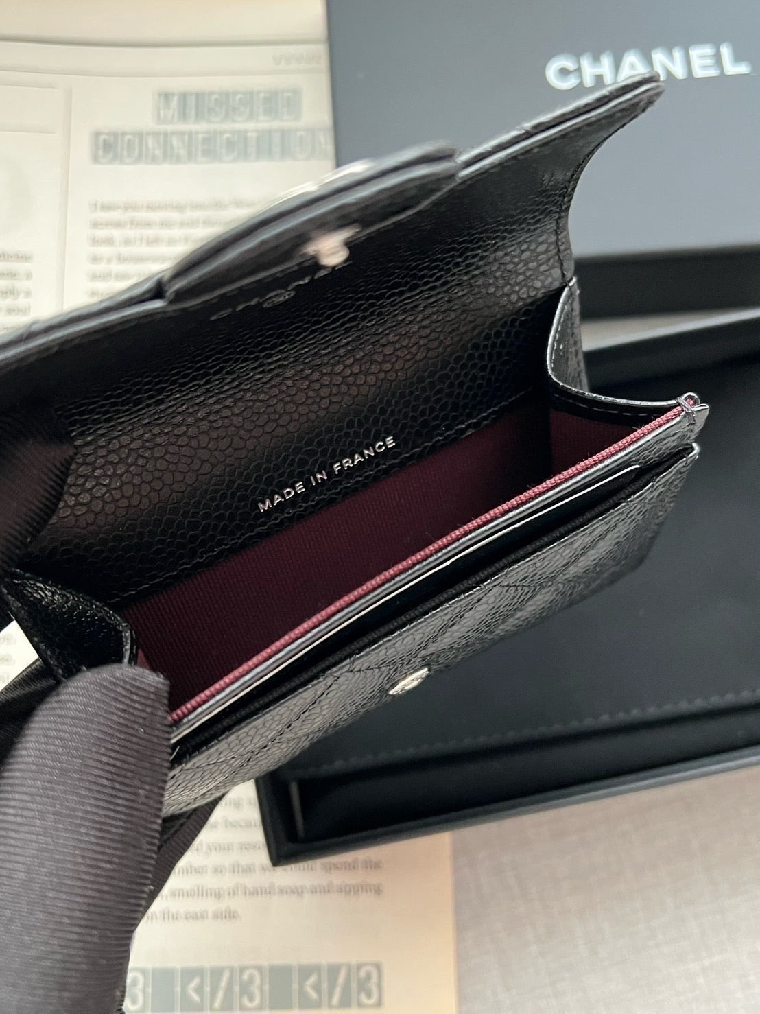 Chanel CF單層卡包 黑色銀釦