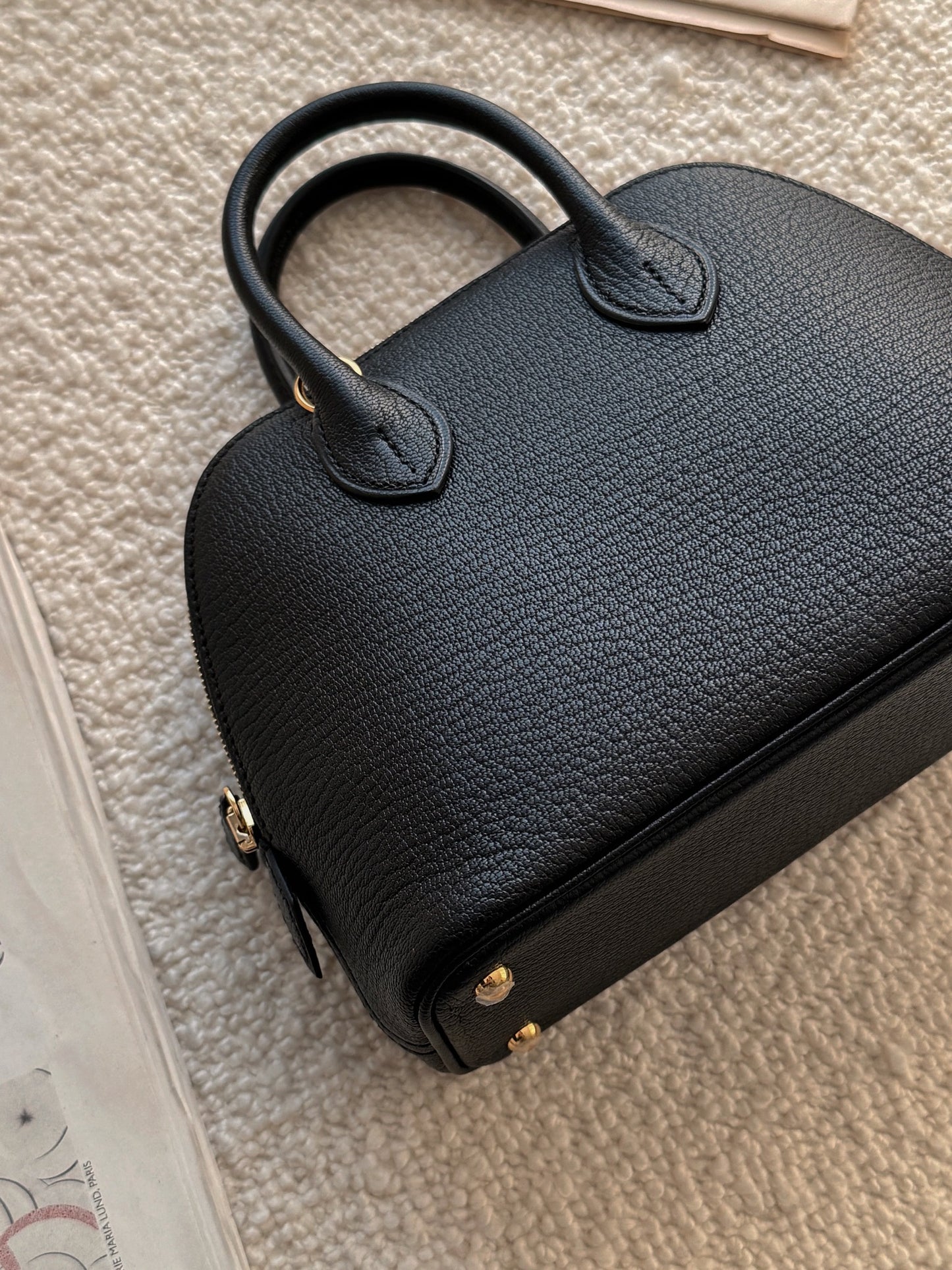 Hermès Mini bolide 黑色金釦 山羊皮