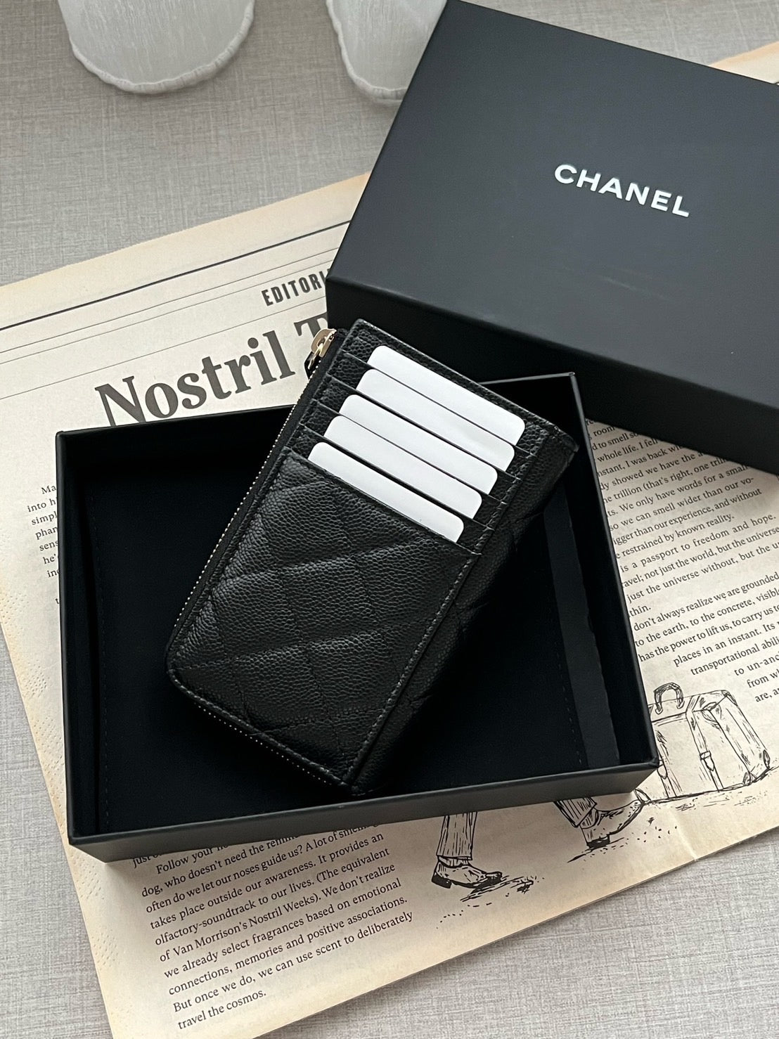 Chanel L型卡包 黑色金釦