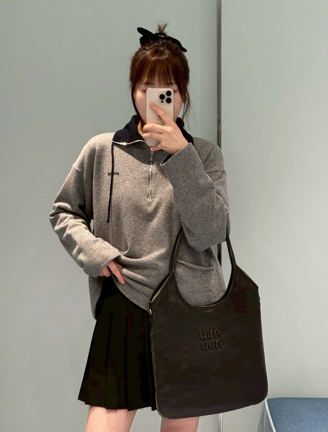 Miu Miu | Ivy 皮革手袋 咖啡棕色